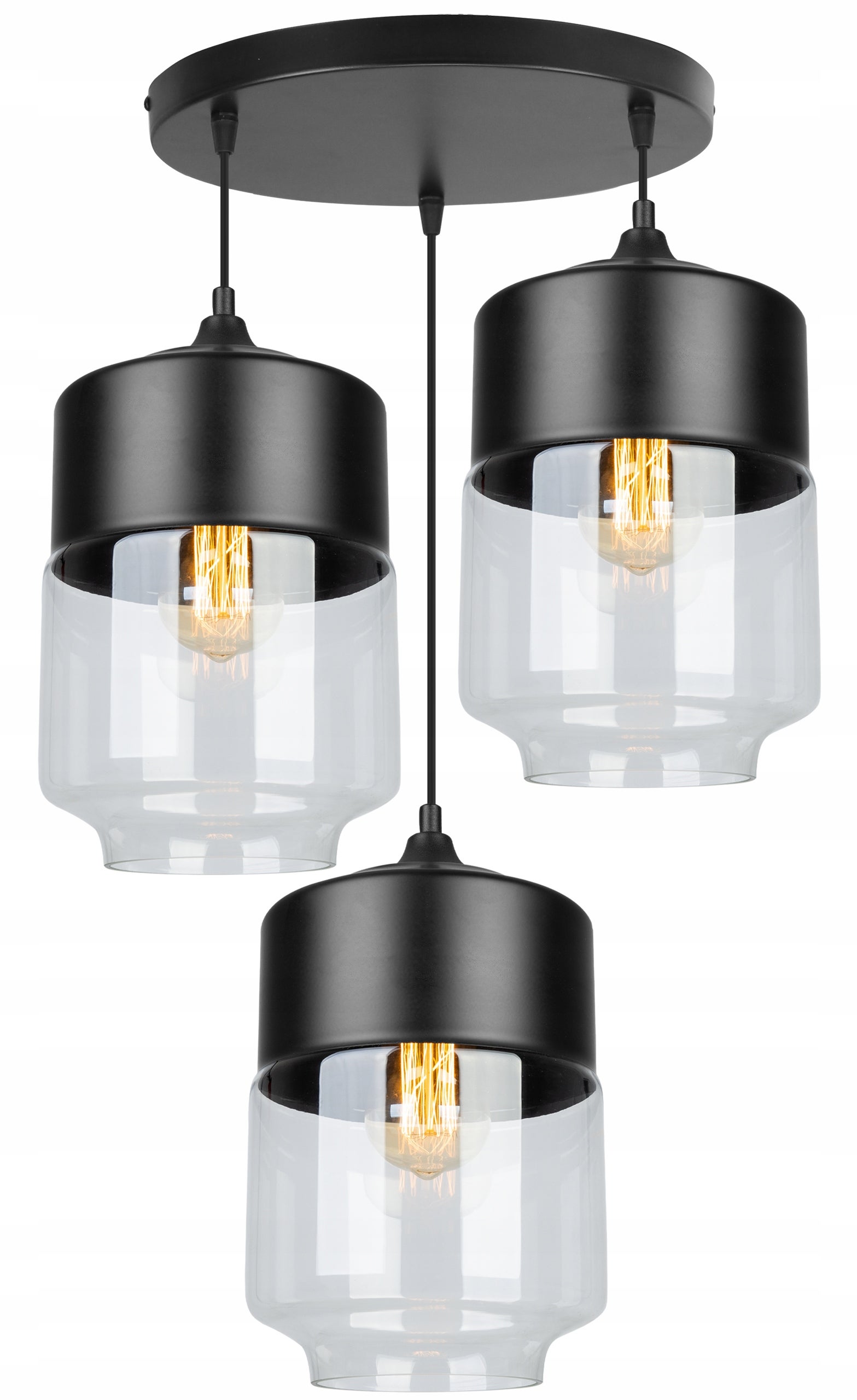 Lampa sufitowa wisząca Light Home LH Oslo 3x E27 60W czarny/bezbarwny