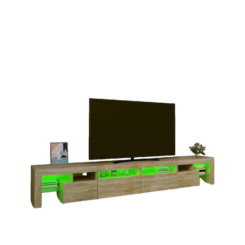 Mebel TV vidaxl z lampami LED RGB, konstrukcja z drewna inżynieryjnego, duża przestrzeń do przechowywania