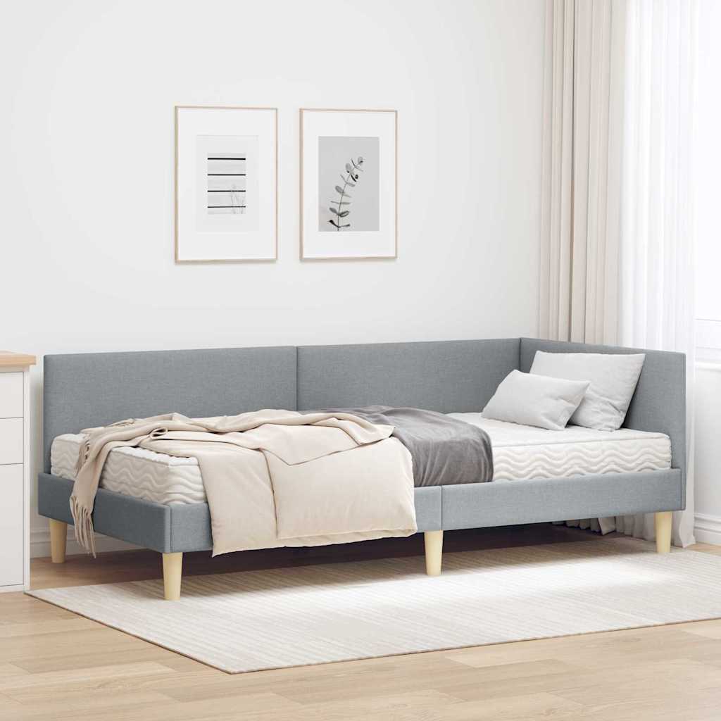 Rama Łóżka Narożnego z Materacem Inny 2 pcs Jasnoszary tkanina vidaXL