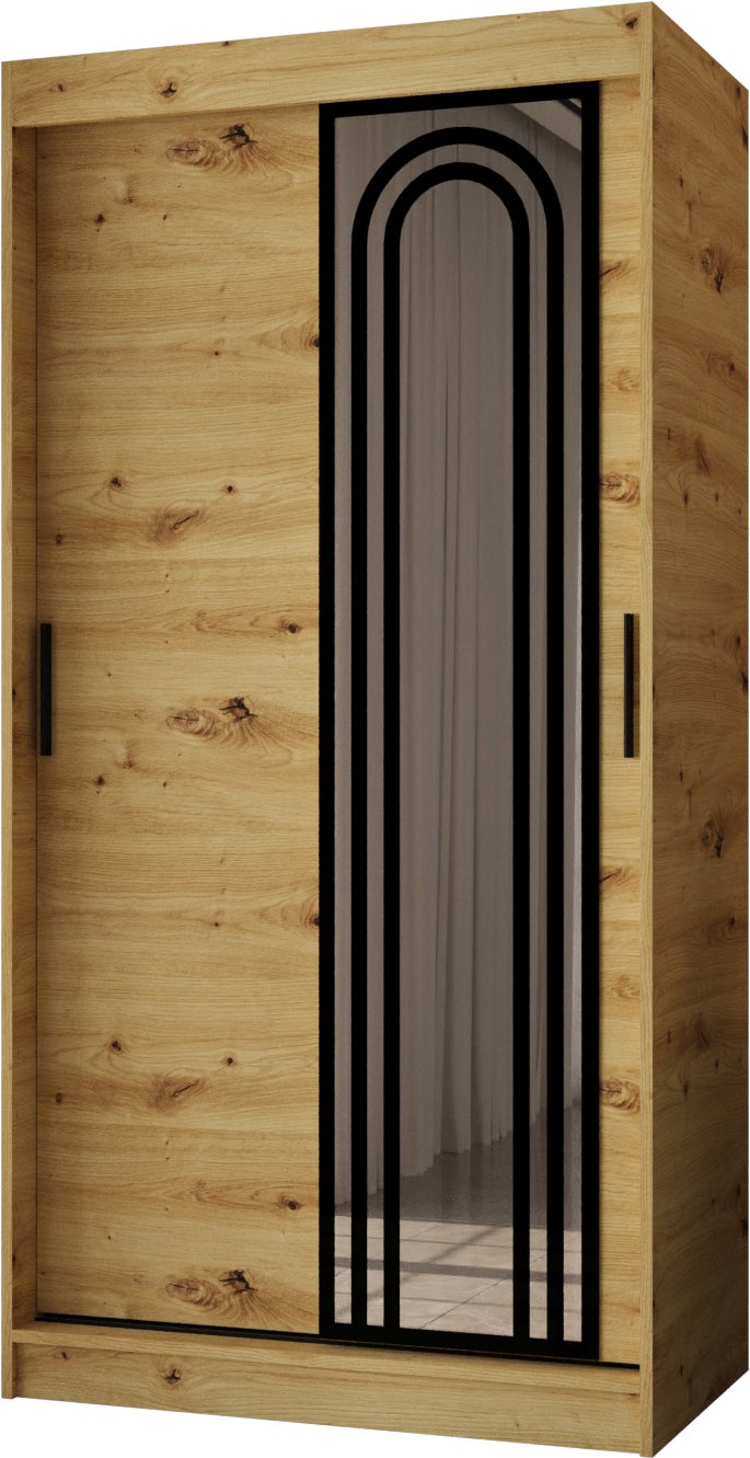 Szafa przesuwna z lustrem VIGO 100 x 62 x 200 artisan + u. czarny