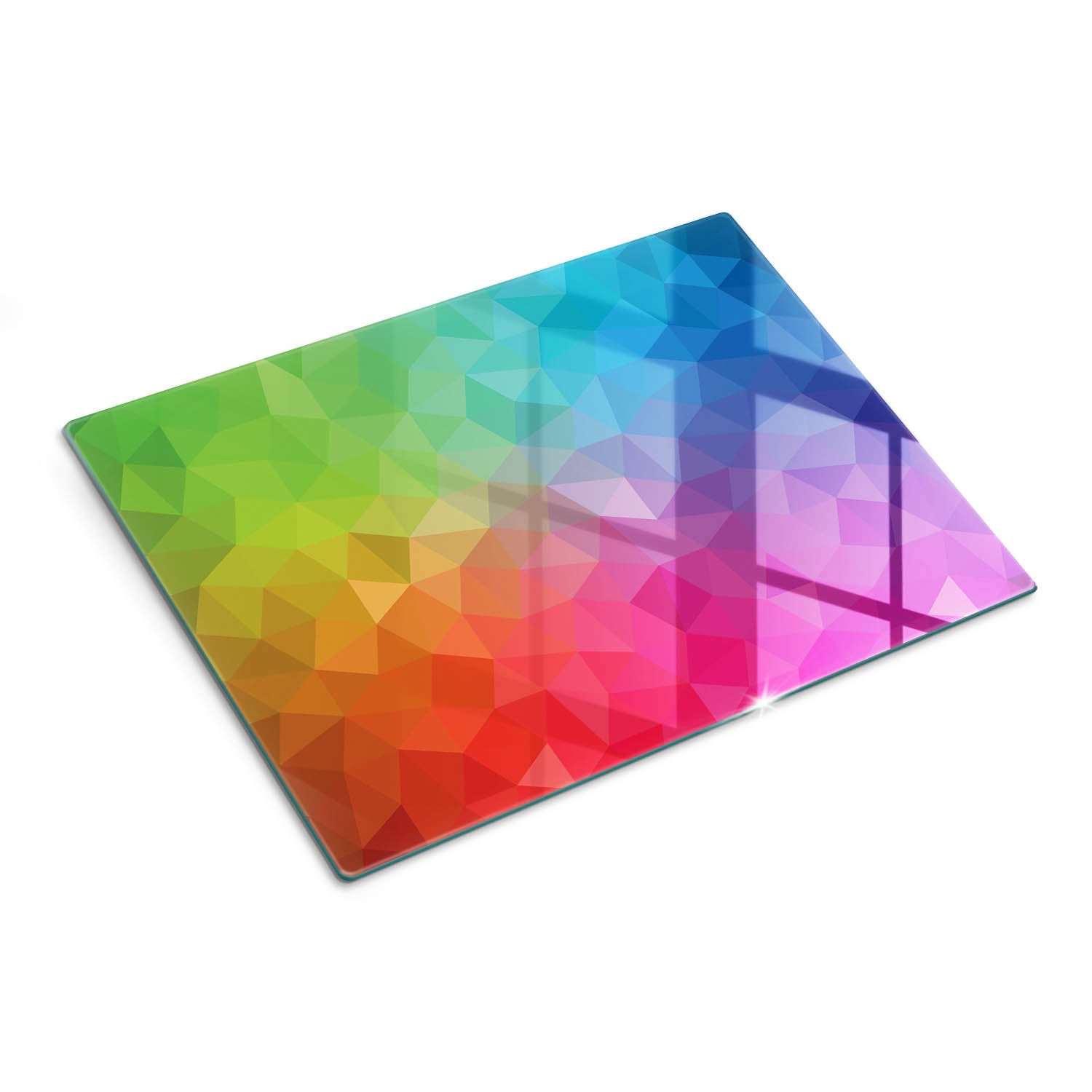Szklana deska do krojenia z dekoracyjnym motywem - Tęcza Geometryczna - 30x40 - Tulup