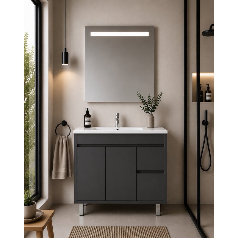 Szafka łazienkowa z umywalką ORIGENBATH ISQUIA bez lustra 80x40 cm grafitowy