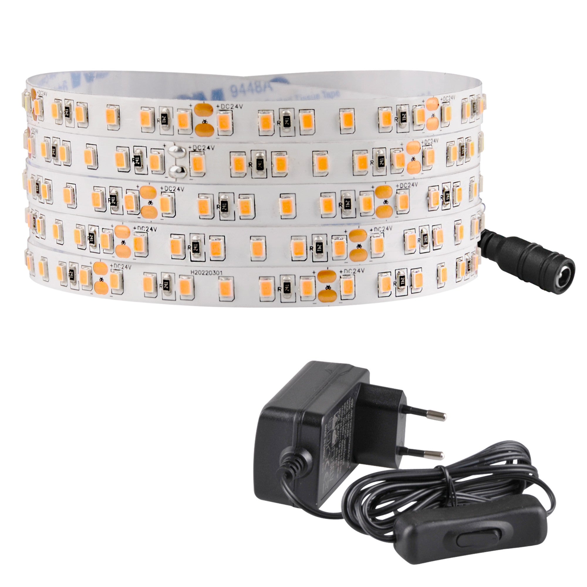 Zestaw taśma LED 24V 5m IP20 2700K zasilacz, włącznik ON/OFF 319210 Polux