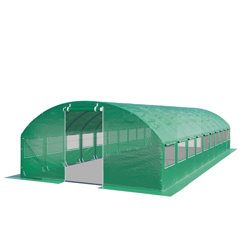 TOOLPORT Tunel foliowy Szklarnia foliowa 4x10m z oknami - Plandeka PE o gramaturze 180g/m² zielony przezroczysta
