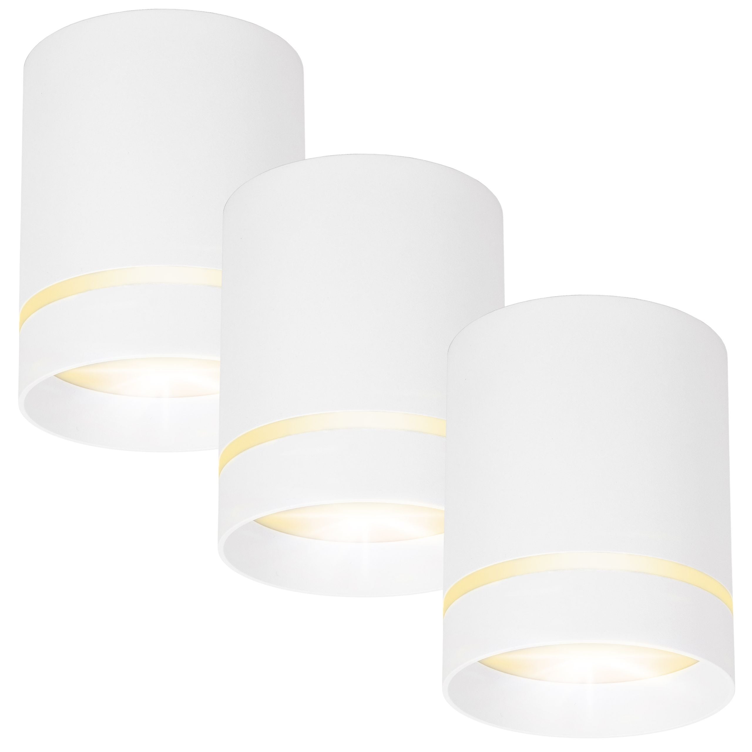3x Ozdobny Reflektor natynkowy SPOT sufitowy ścienny Biały okrągły 3x GU10 Oprawa Halogenowa TUBA LED 3 szt. - LEDHOFF