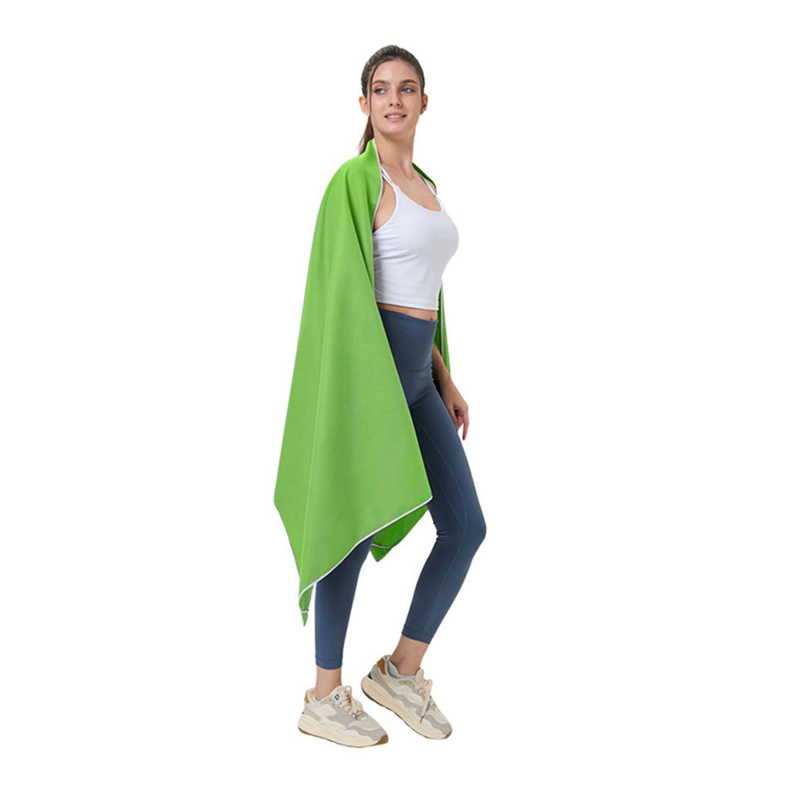 Jasnozielony – Ręcznik plażowy z mikrofibry 76x190 cm z zamkiem magnetycznym, szybkoschnący, lekki i chłonny, idealny na plażę, basen, saunę, sport
