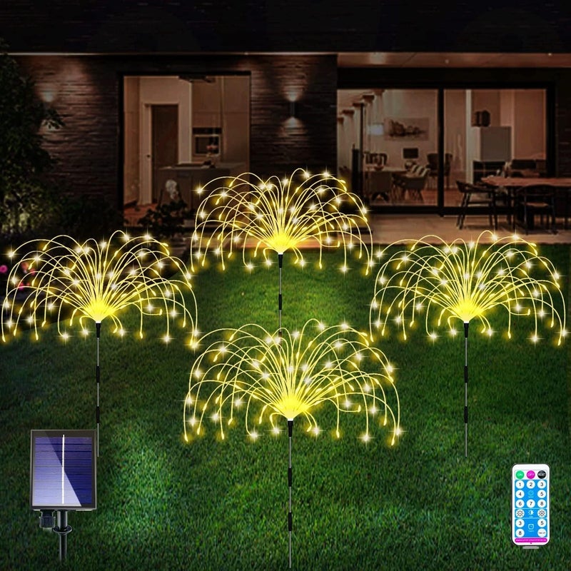 Zestaw solarnych lamp ogrodowych diodami LED idealnych ścieżek imitujących fajerwerki wodoodpornych trybami oświetlenia sterowania patio dziedziniec