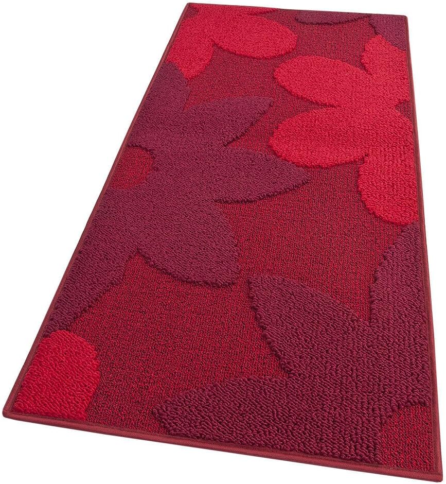 Dywan Kuchenny 57x230 cm Antypoślizgowa 100% Made in Italy Zmywalny Nowoczesny Kwiaty 3D Burgundowy