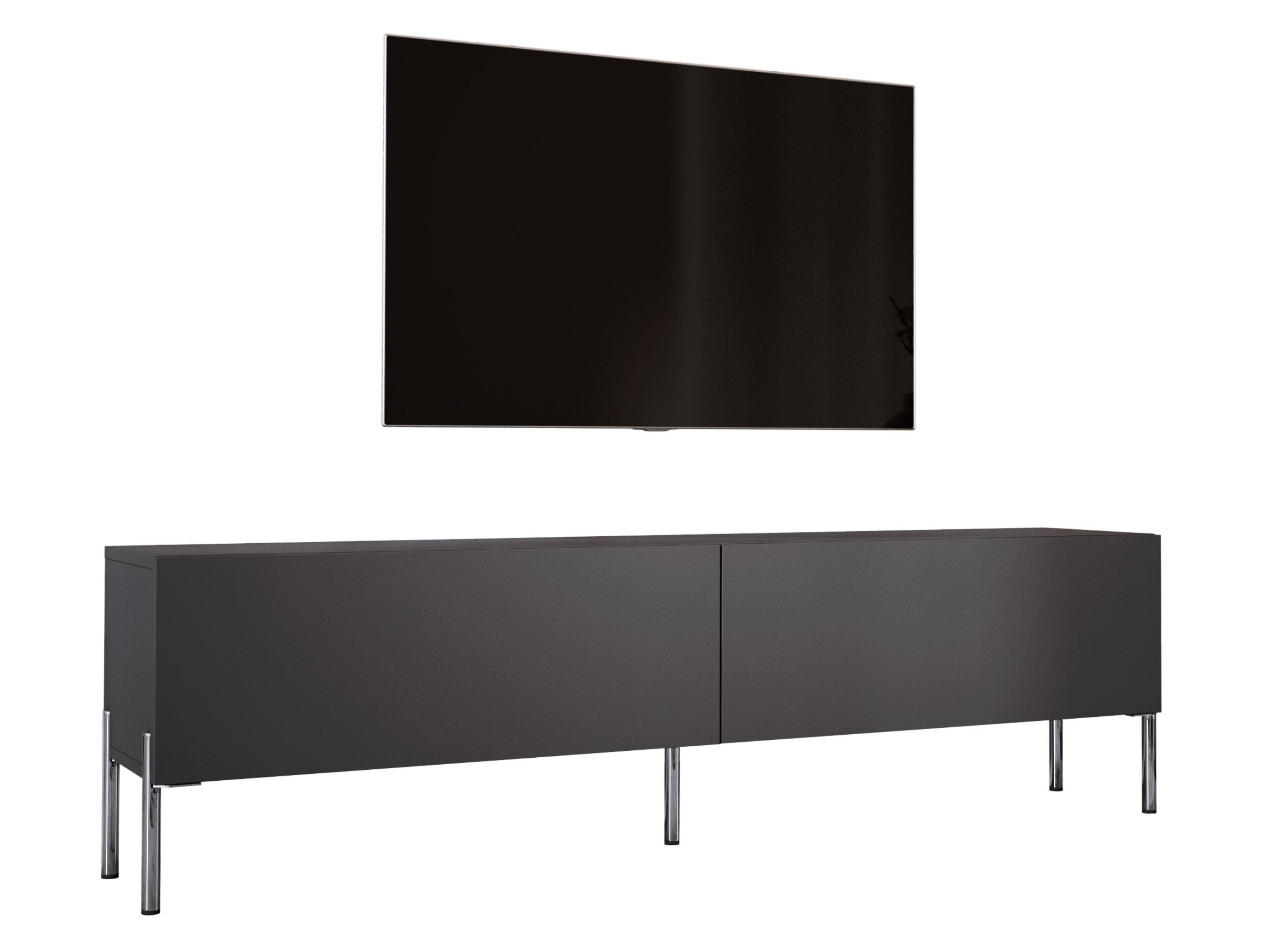 Szafka RTV: Antracyt, Chromowane nogi, 170 x 52 x 32 cm