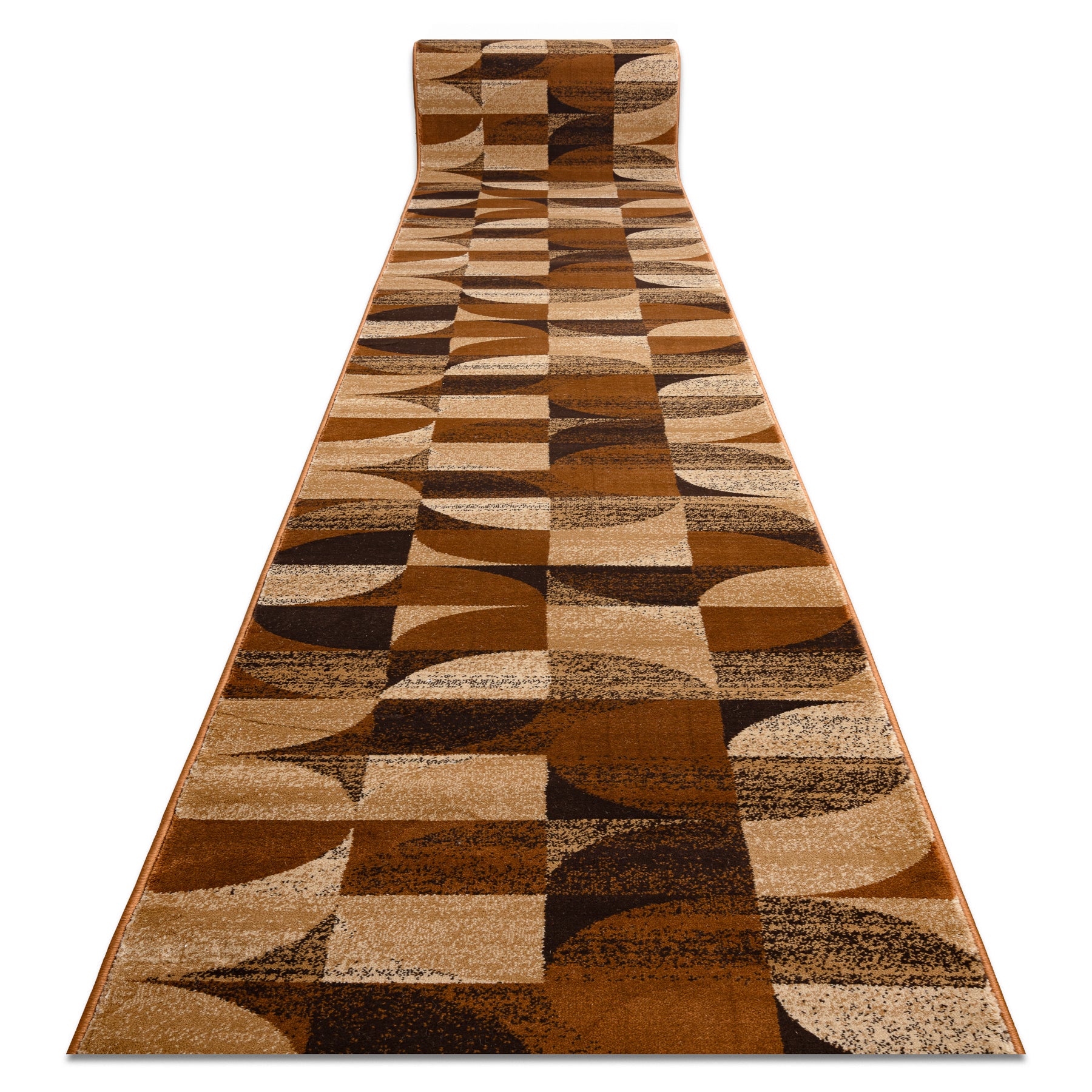 Chodnik HEAT-SET ROYAL H387 GEOMETRYCZNY brąz / musztarda 80cm 80x800 cm