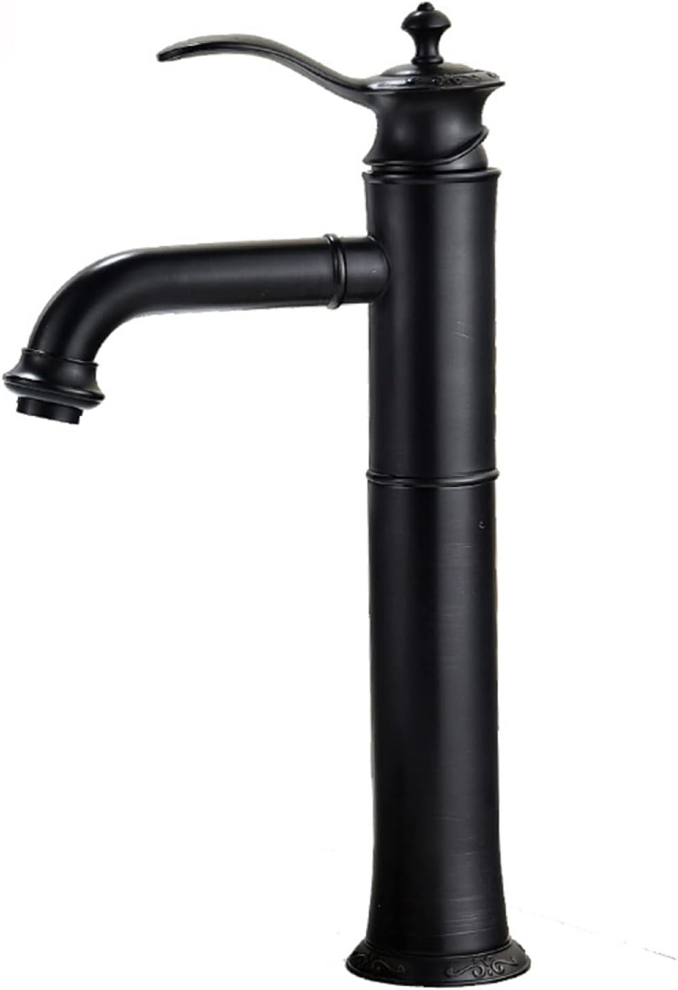 Bateria umywalkowa łazienkowa, czarna, w stylu retro, mieszająca wodę ciepłą i zimną, jednouchwytowa, model krótki.
