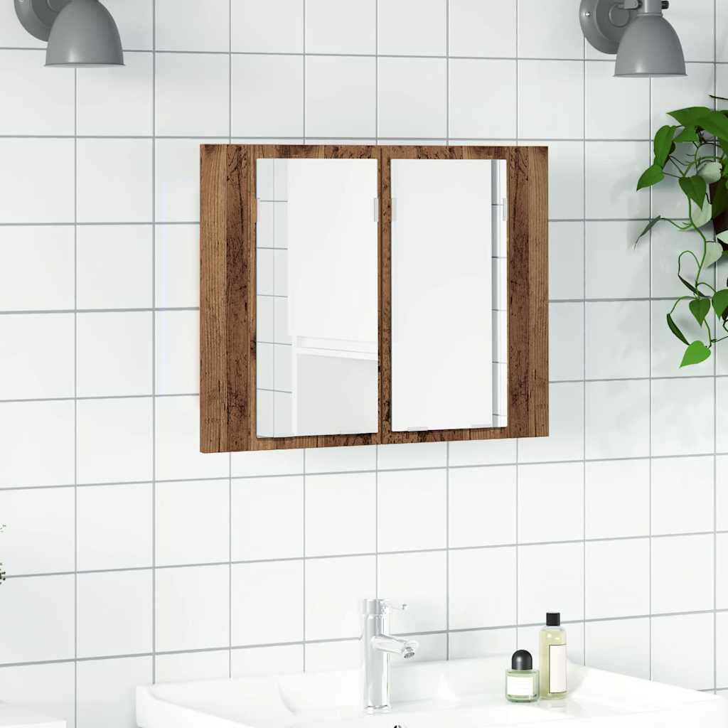 Szafka łazienkowa z lustrem, stare drewno, 60x12x45 cm vidaXL