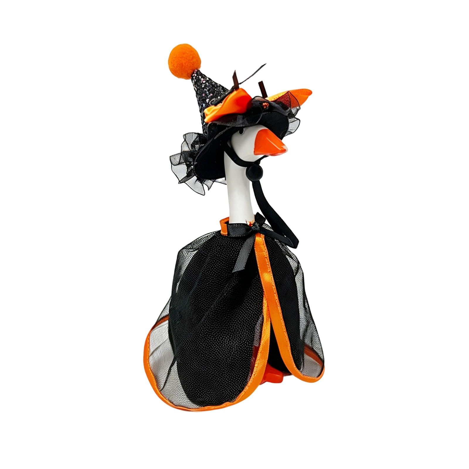 Strój na Halloween dla miniaturowej gęsi na biurko 7-cali, poliestrowy strój, czarny, pomarańczowy
