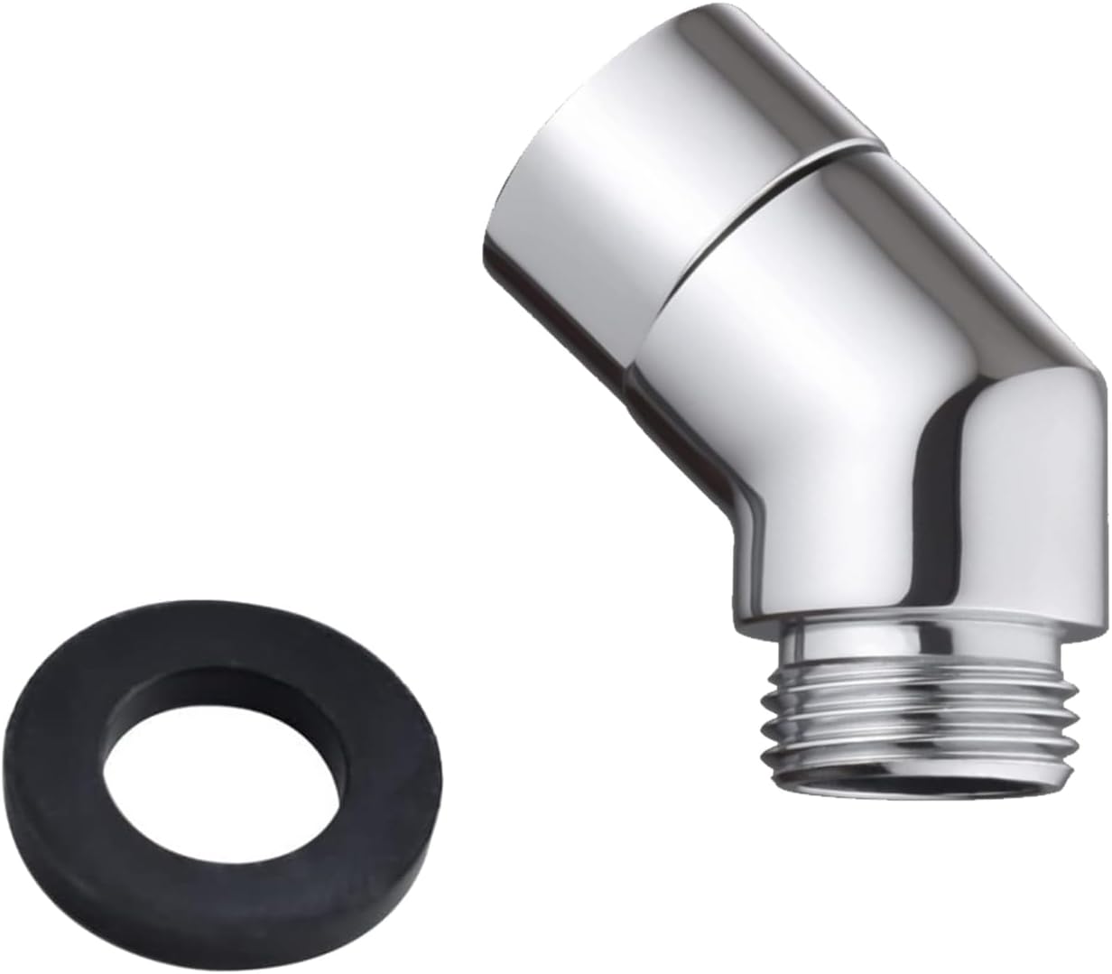 Adapter do głowicy prysznicowej 135°, przyłącze kątowe do węża prysznicowego, praktyczny srebrny dodatek łazienkowy