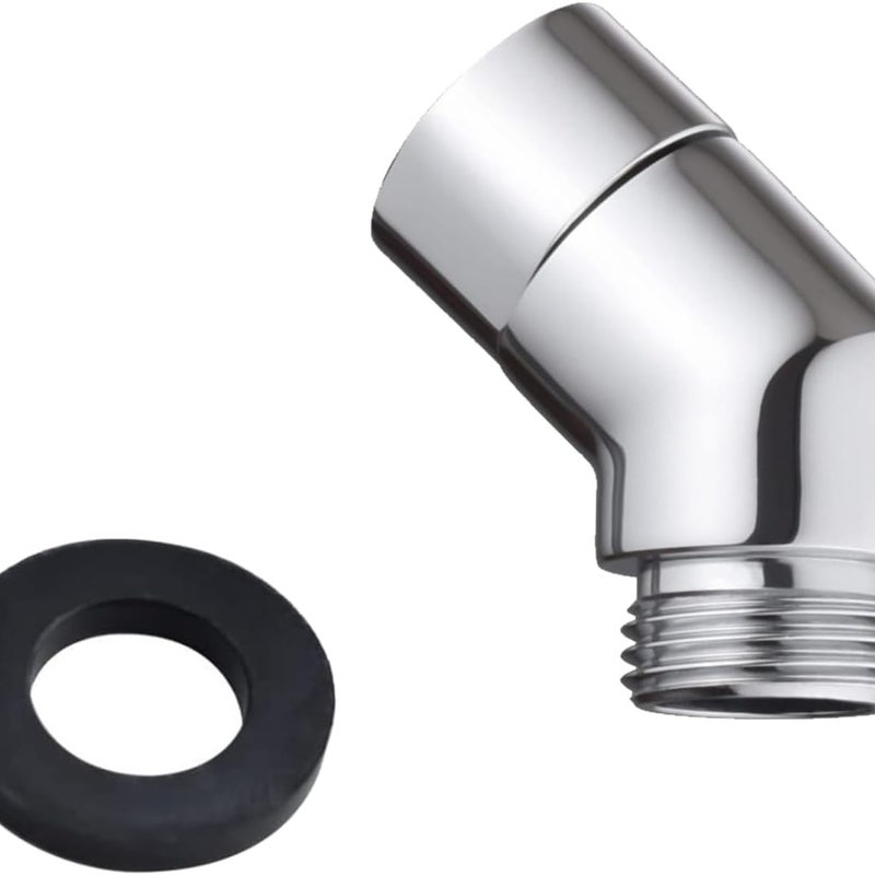Adapter do głowicy prysznicowej 135°, przyłącze kątowe do węża prysznicowego, praktyczny srebrny dodatek łazienkowy