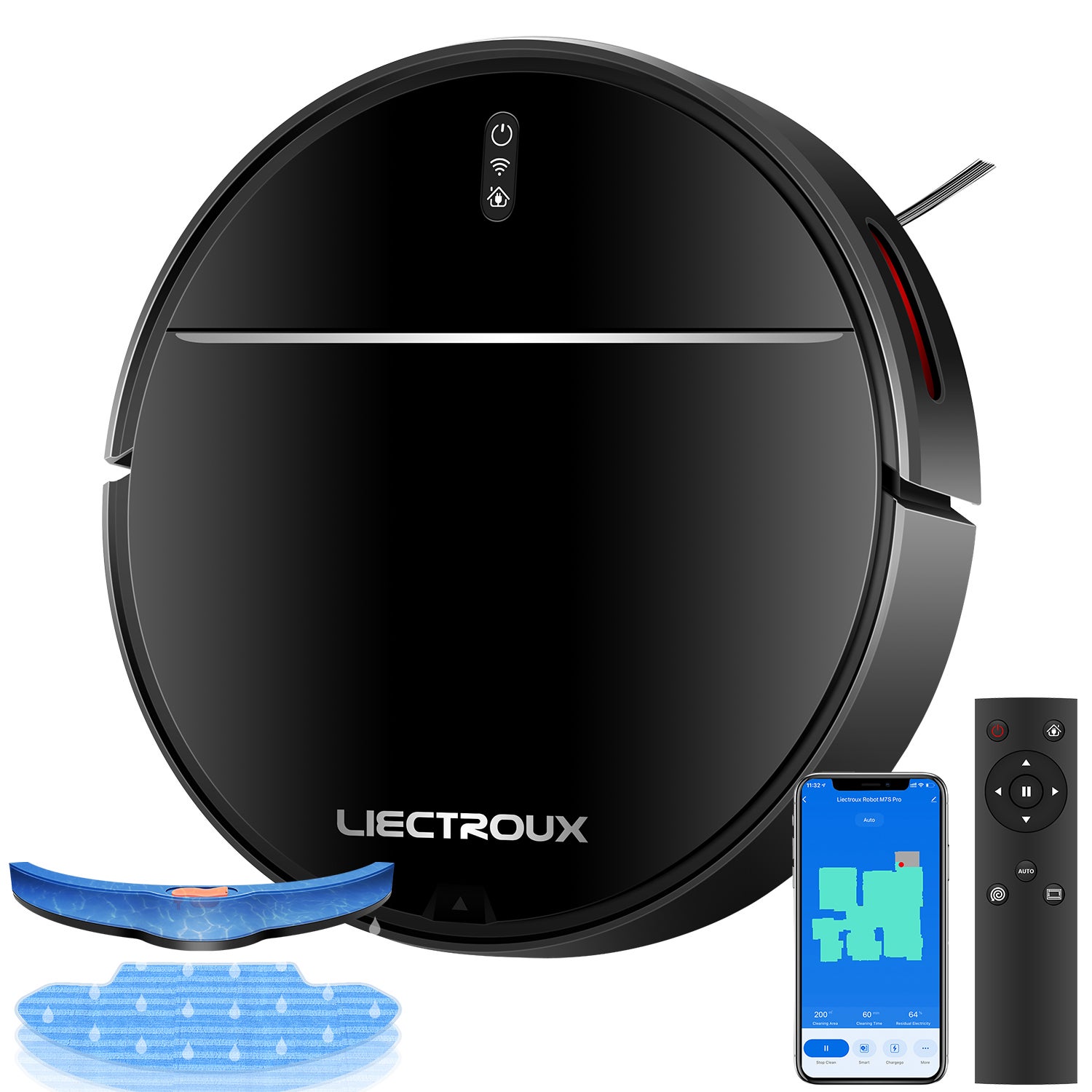 Liectroux M7S Pro – Odkurzacz robot myjący podłogi z funkcją połączenia, 4000 Pa ssania z nawigacją mapującą i sterowaniem przez aplikację