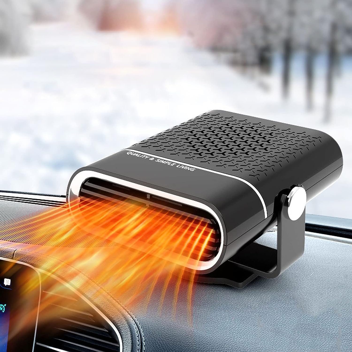 12 V 150 W 2-w-1 ogrzewacz samochodowy – przenośny – z obrotową podstawą 360° – do przedniej szyby samochodu