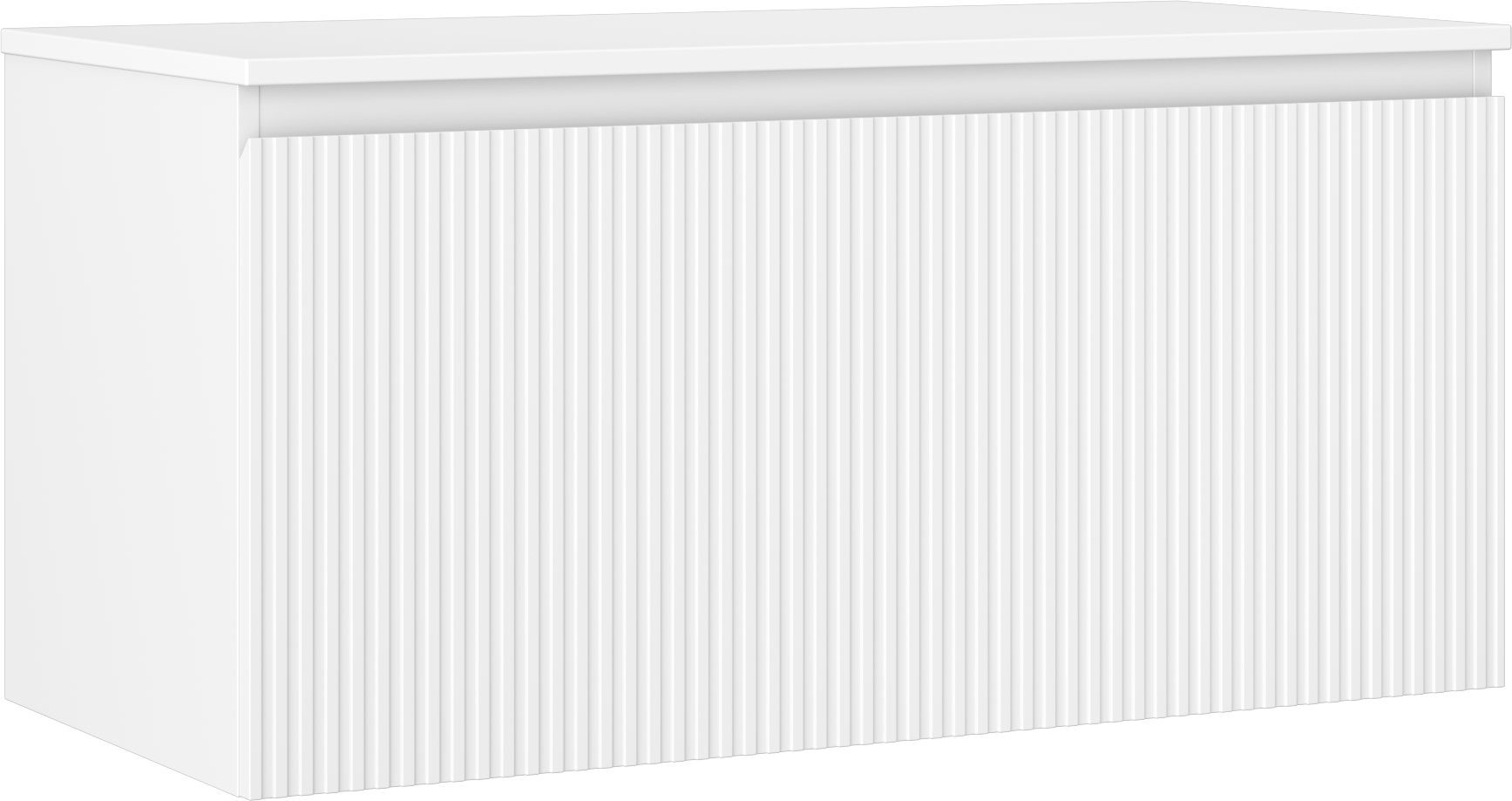 Mexen Rivel szafka łazienkowa podumywalkowa 100 cm z blatem, 1 szuflada, ryflowana , biała mat - 91A20-10047-1-BFC01