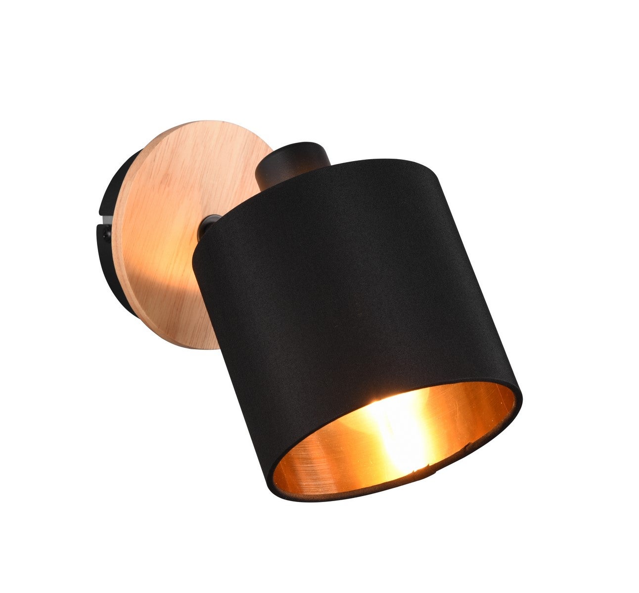 Reflektor cylindryczny tekstylny klosz IKERIS drewniano-czarny 1xE14x28W tkanina wym:18,5x11x12cm IP20 RL
