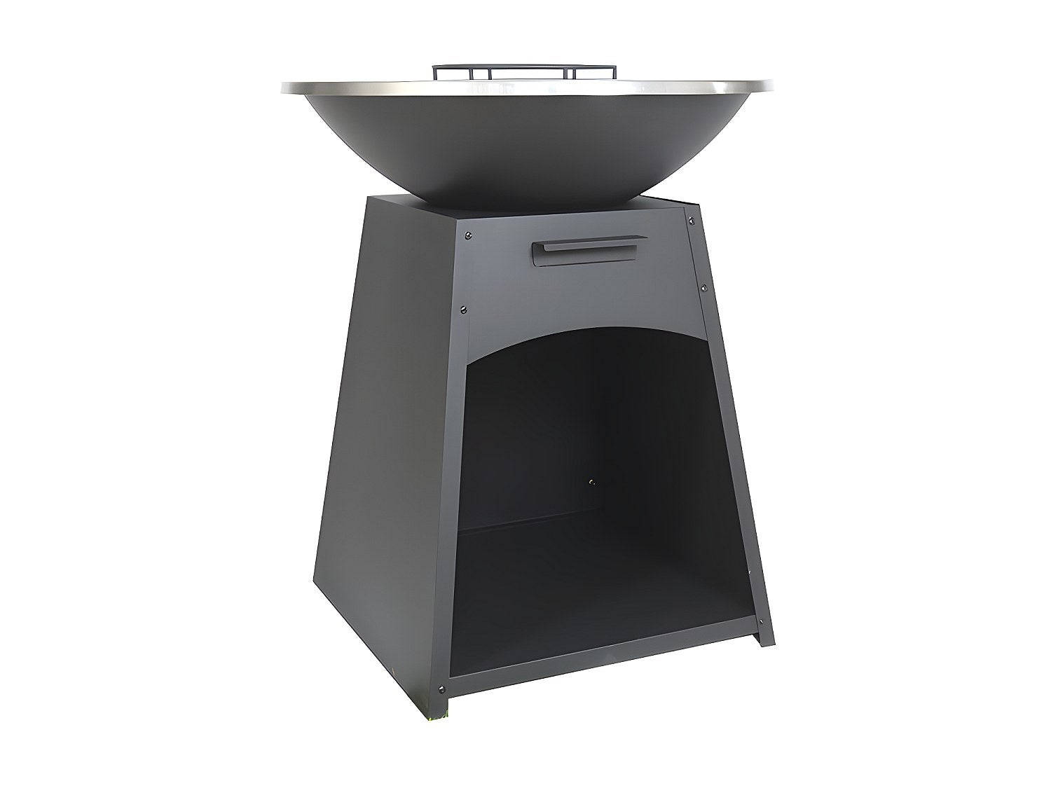 Grill z płytą i paleniskiem ze stali - szer. 81 x dł. 81 x wys. 96 cm - Czarny - CORVERA