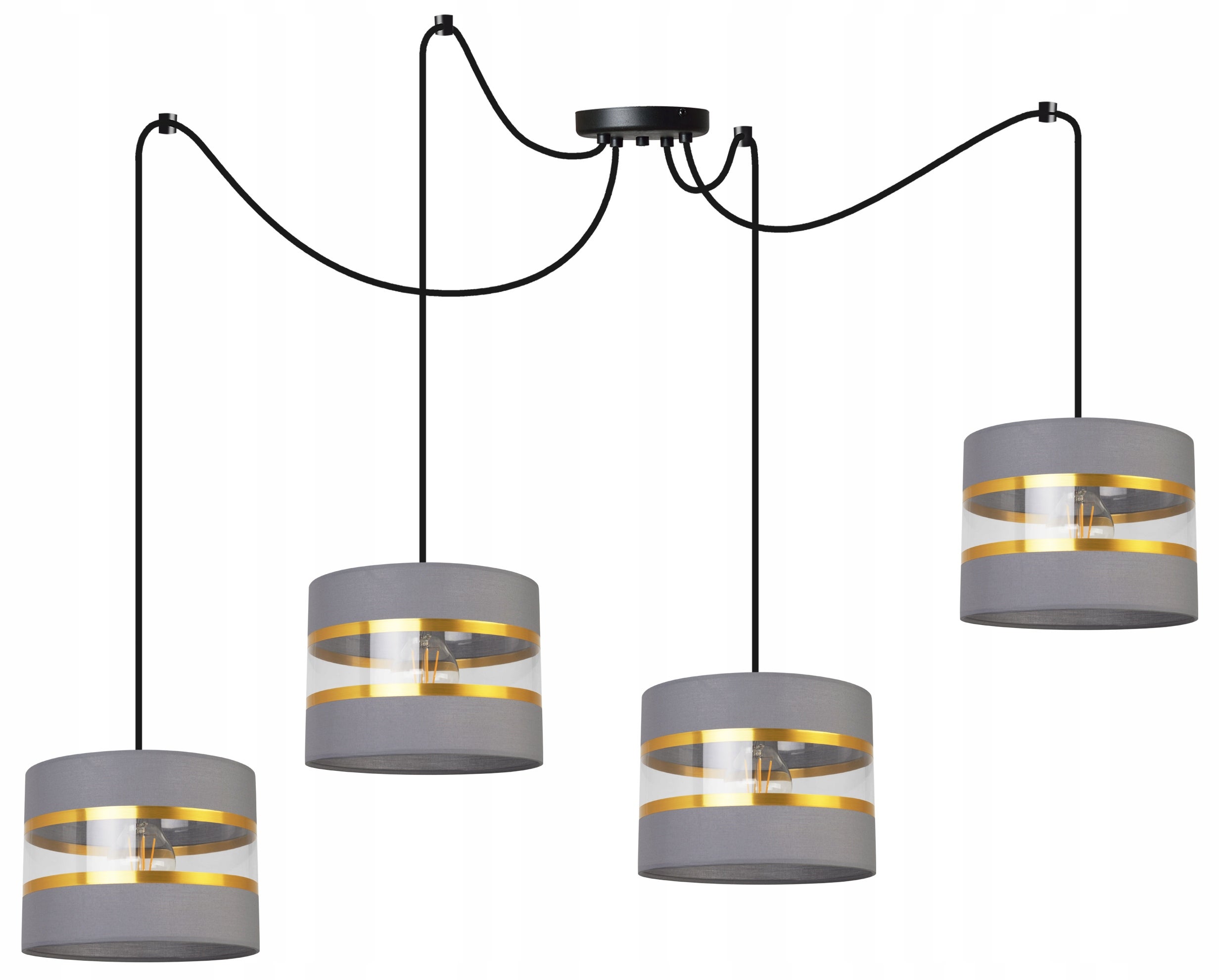 Lampa sufitowa wisząca Light Home LH Spider Elegance Gold 4x E27 60W szary/czarny