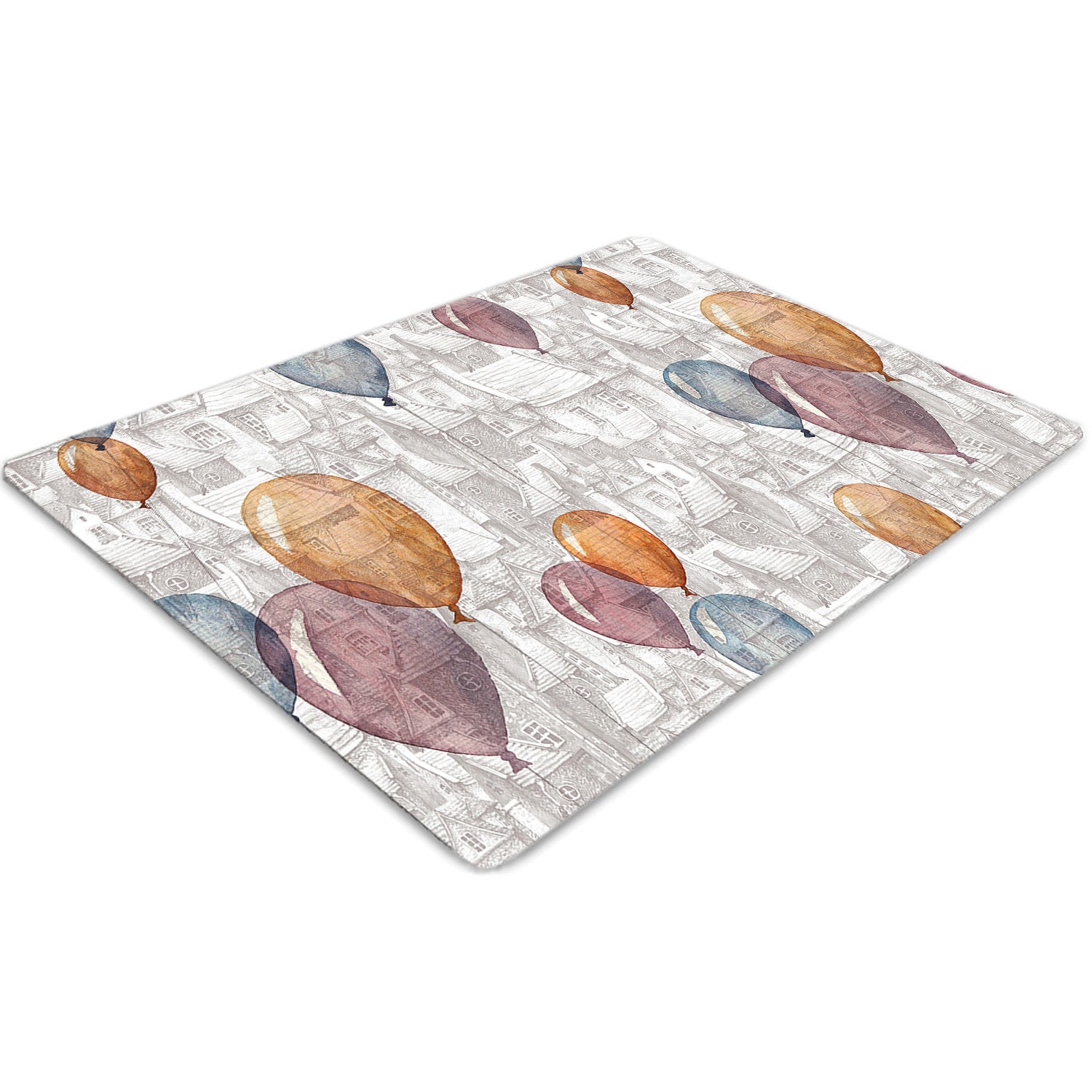 Mata pod biurko, Balony i domy 100x70 cm minimalistyczna – Tulup