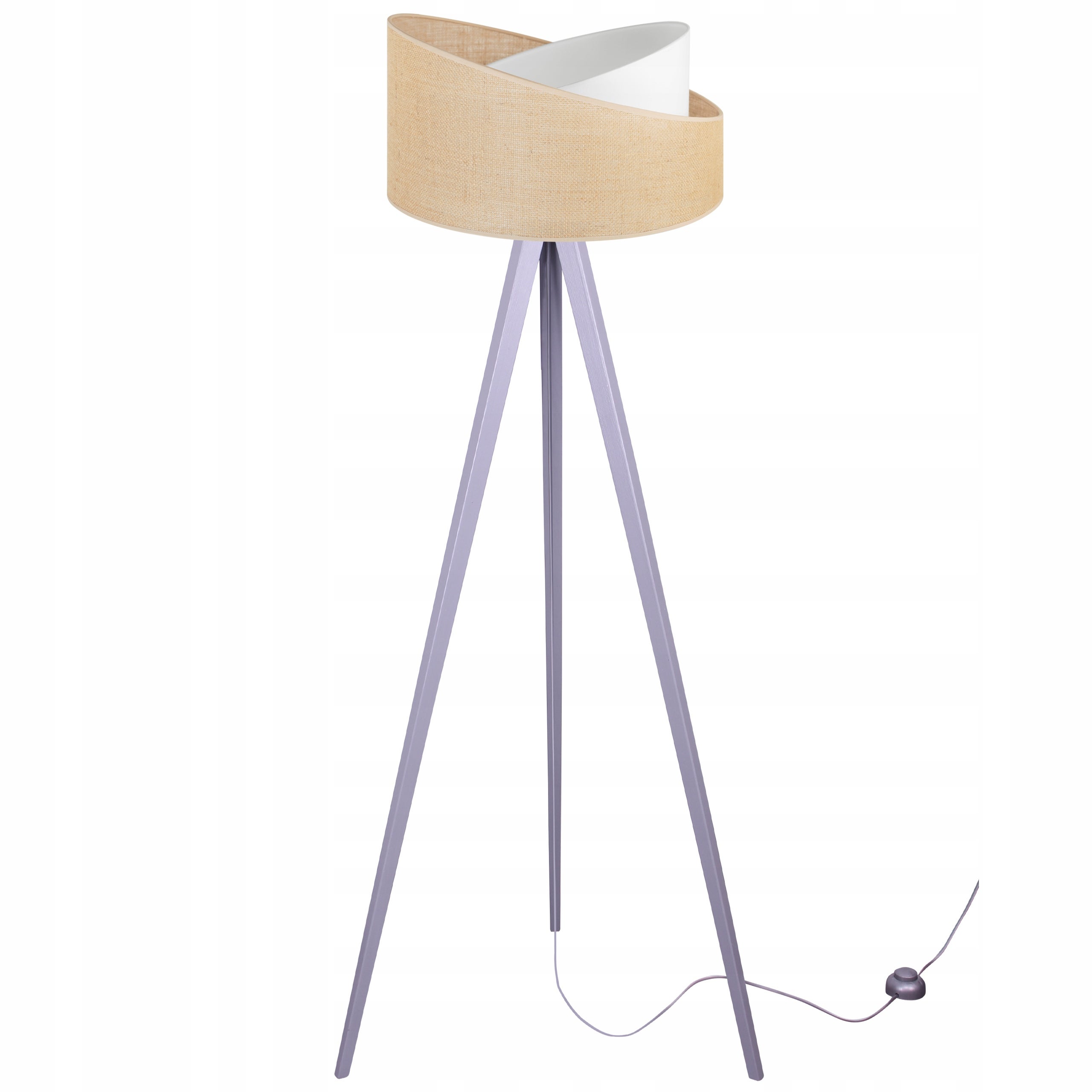Lampa podłogowa trójnóg Light Home LH Juta Drewno 1x E27 60W nogi grube szary/naturalny