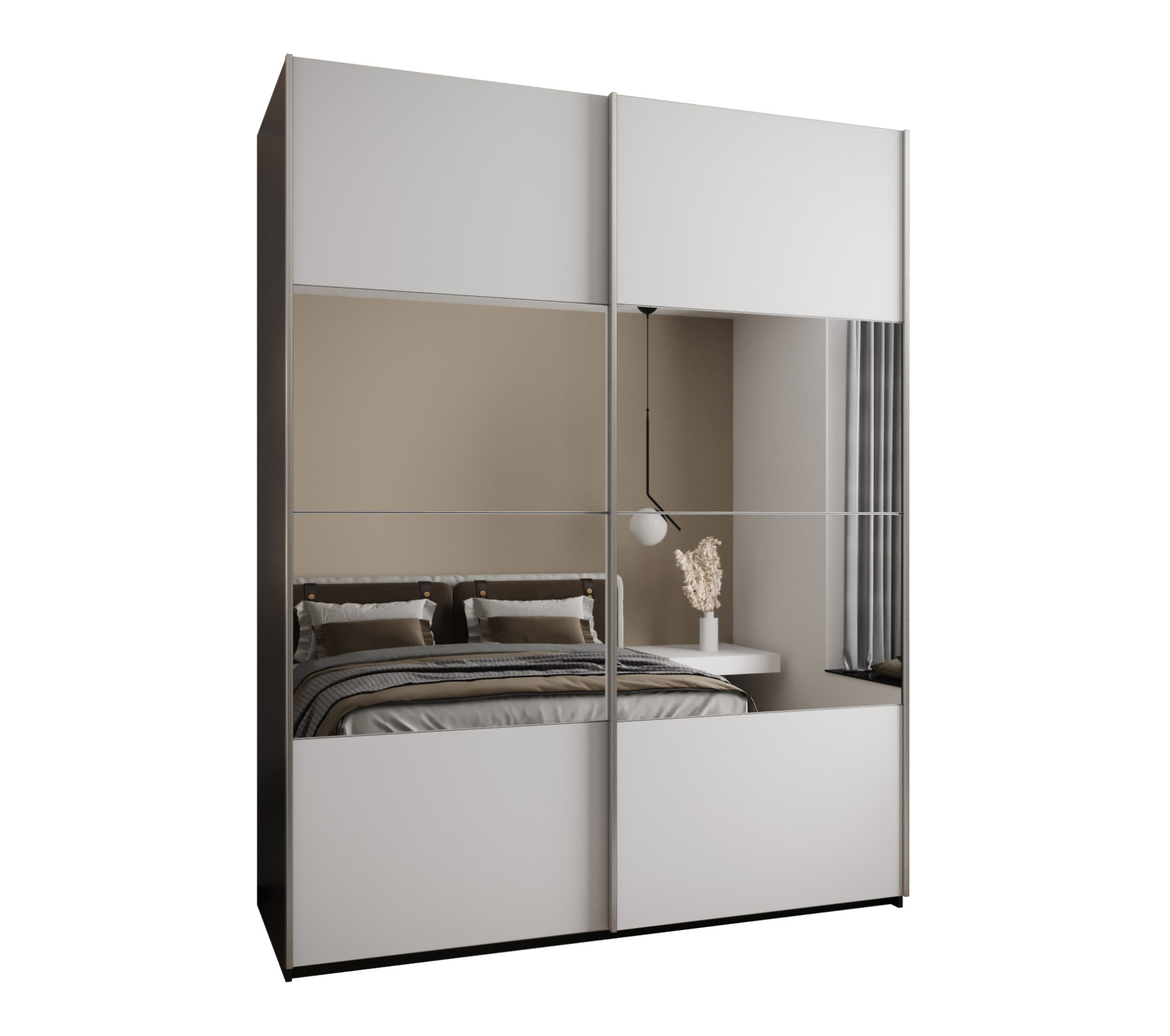 Szafa przesuwna wysoka Lux 4 200 x 64 x 245,5 cm czarny + biały + u. srebrny - Abiks Meble