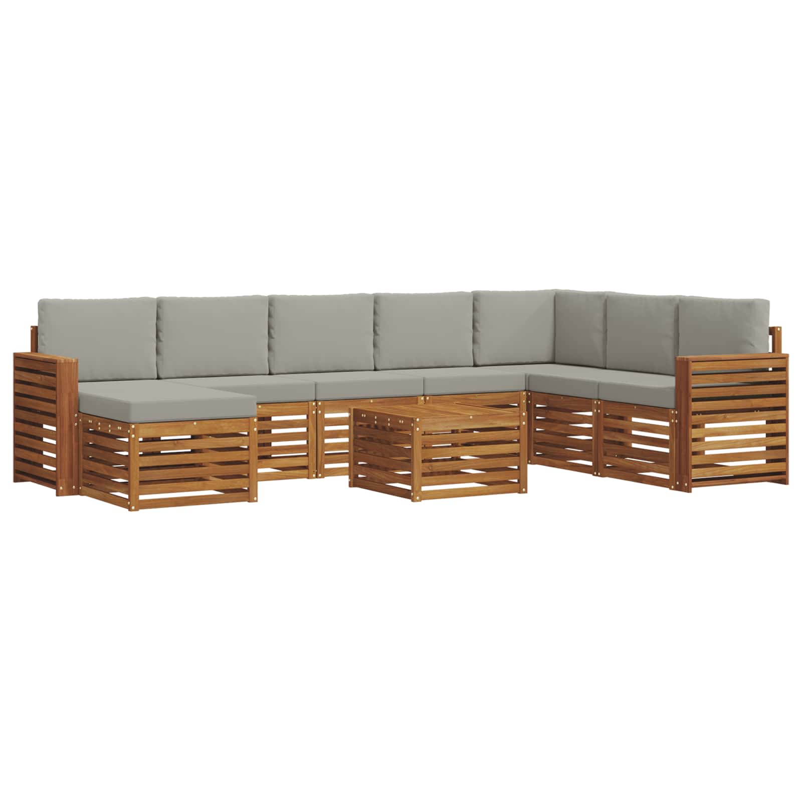 Zestaw sof na zewnątrz z poduszką 9 pcs Naturalny i Jasny Szary