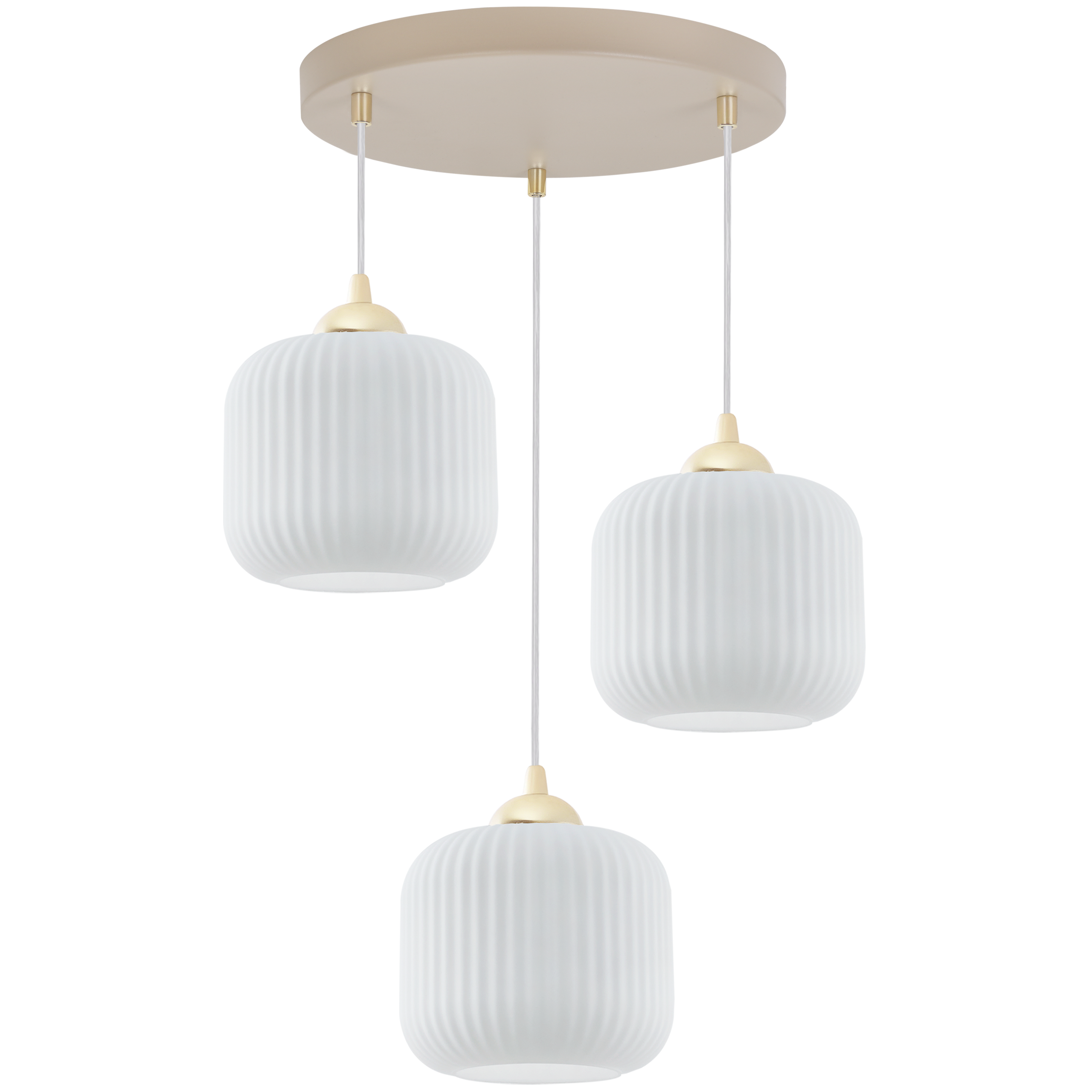 Lampa sufitowa wisząca Light Home LH Riffle okrągła 3xE27 kaszmir/złoty klosz biały 15cm walec