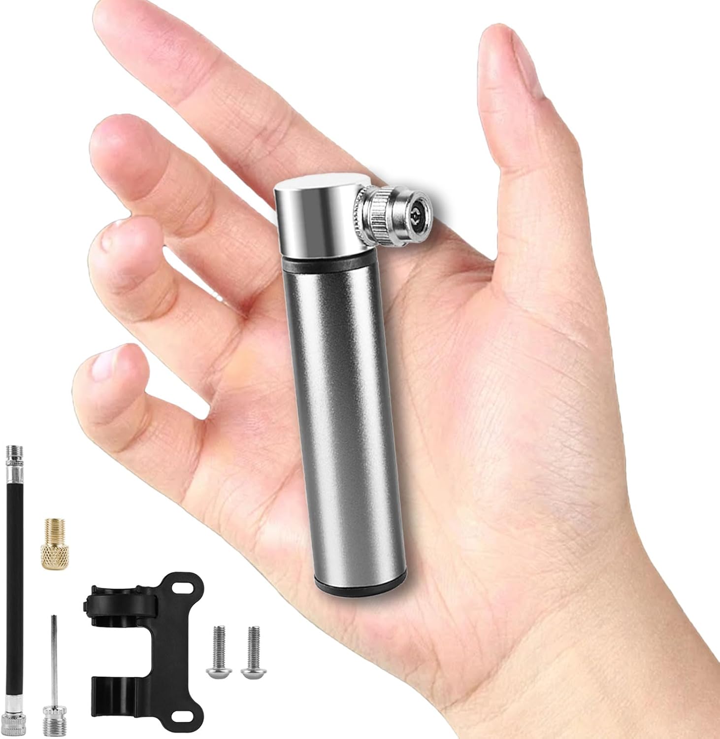 Miniaturowa pompka rowerowa – aluminiowa pompka rowerowa, ręczna pompka rowerowa 12 cm do wentyli Presta i Schrader, przenośna pompka do opon rowero