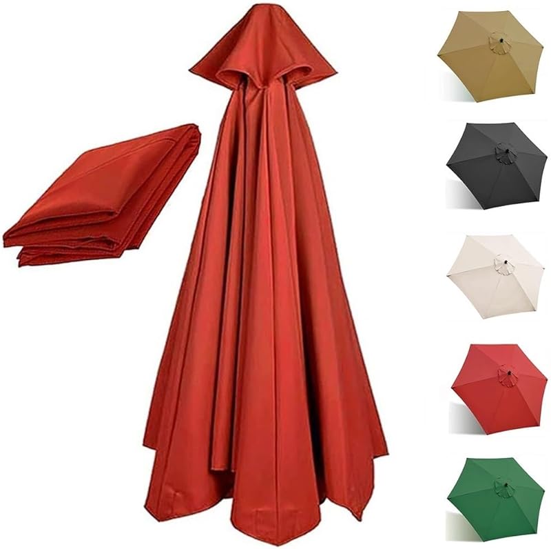 Pokrowiec zamienny na parasol, 6 prętów, 2 m, wodoodporny, odporny na promieniowanie UV, materiał zamienny, czerwony