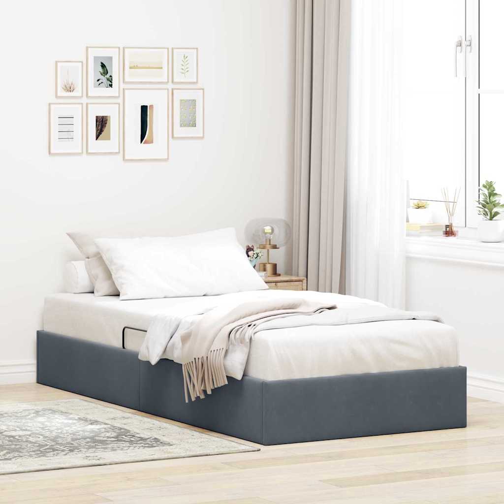 Łóżko z miejscem do przechowywania ciemnoszary 100 x 203 cm vidaXL