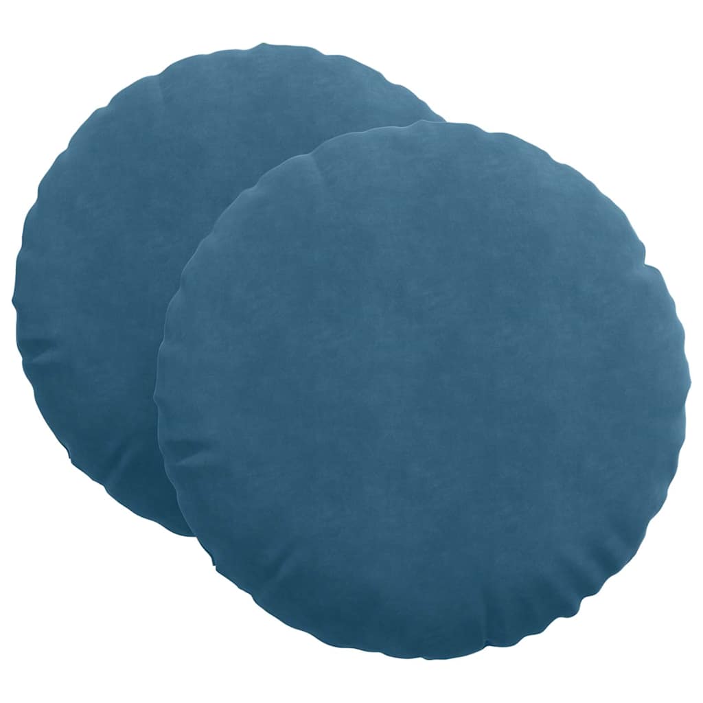 Poduszki na siedziska 2 pcs Niebieski Ø60 x 21 cm Aksamit