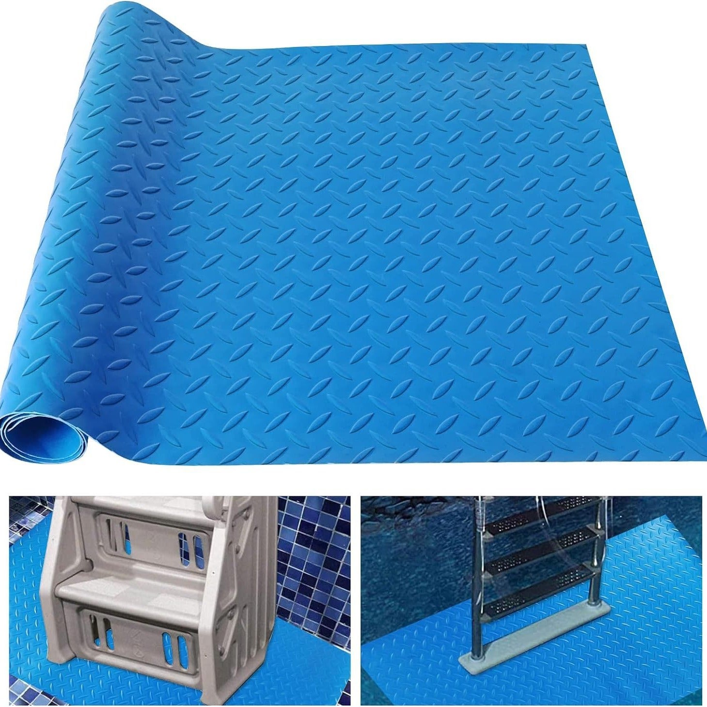 Mata schodowa do drabinki basenowej, antypoślizgowa poduszka teksturowana, poduszka stabilizująca stopień z PVC, 60 * 90 cm, grubość 1,6 mm