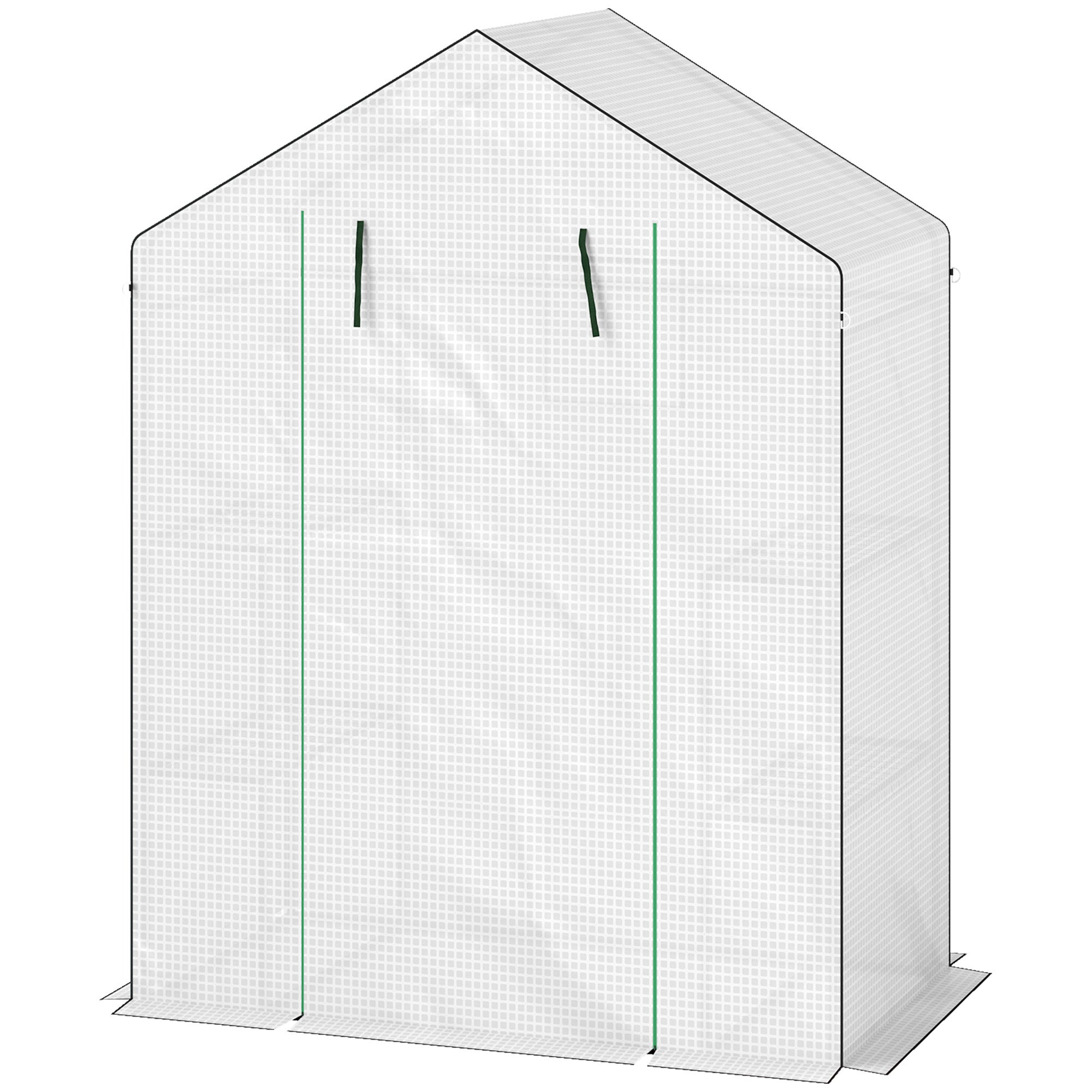 Szklarnia trzypoziomowa z 1 drzwiami, 2 oknami i półkami w kształcie litery U do uprawy roślin, 140 x 73 x 190 cm, biała