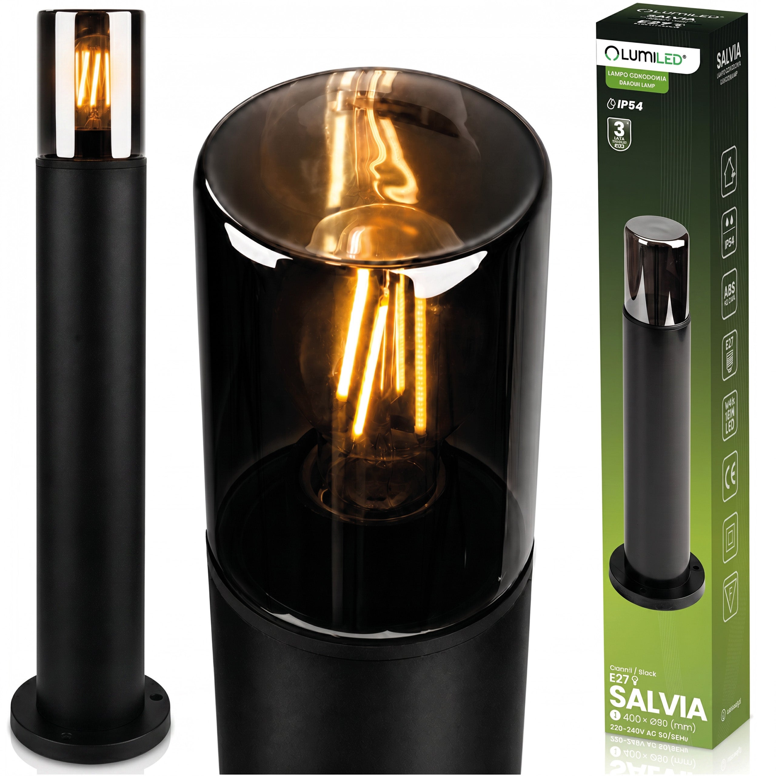 Lampa Ogrodowa Słupek Zewnętrzny Stojący E27 LED SALVIA IP54 40cm Lumiled
