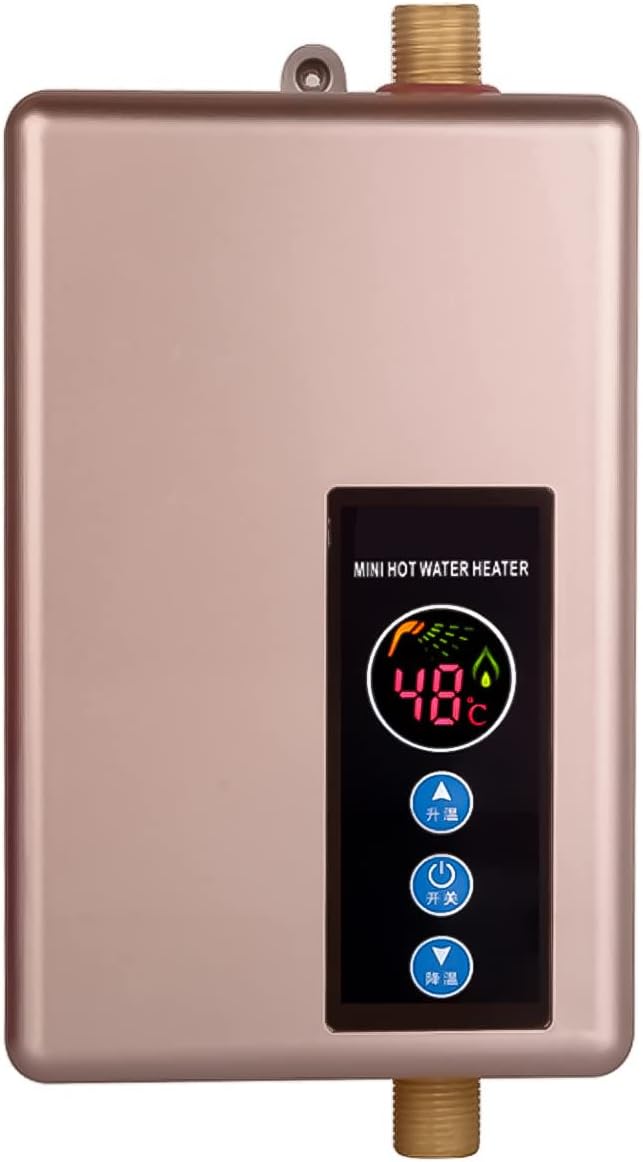 Podgrzewacz wody przepływowy - Podgrzewacz wody bez zbiornika 220 V 5500 W - z wyświetlaczem LED - do łazienki i prysznica - złoty