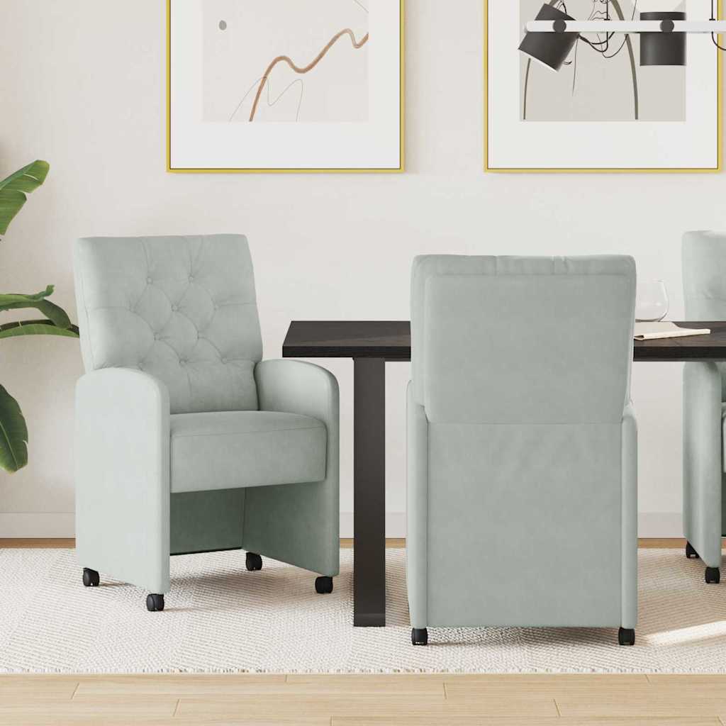 Krzesełka jadalne na kółkach 2 pcs Jasnoszary 58 x 67 x 97 cm vidaXL
