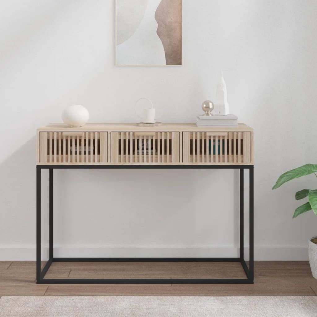 Stolik konsolowy, 105x30x75cm, materiał drewnopochodny i żelazo