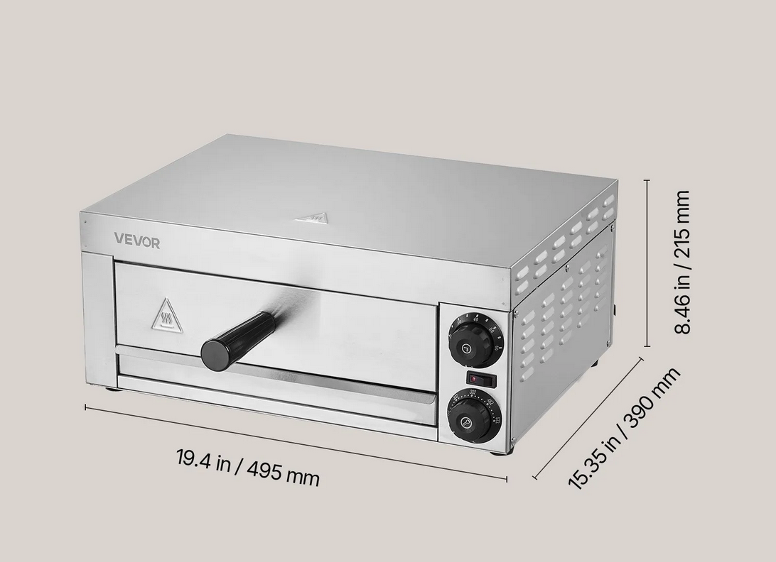Piec do pizzy elektryczny 49cm 1500W podwójna regulacja do domu lokalu