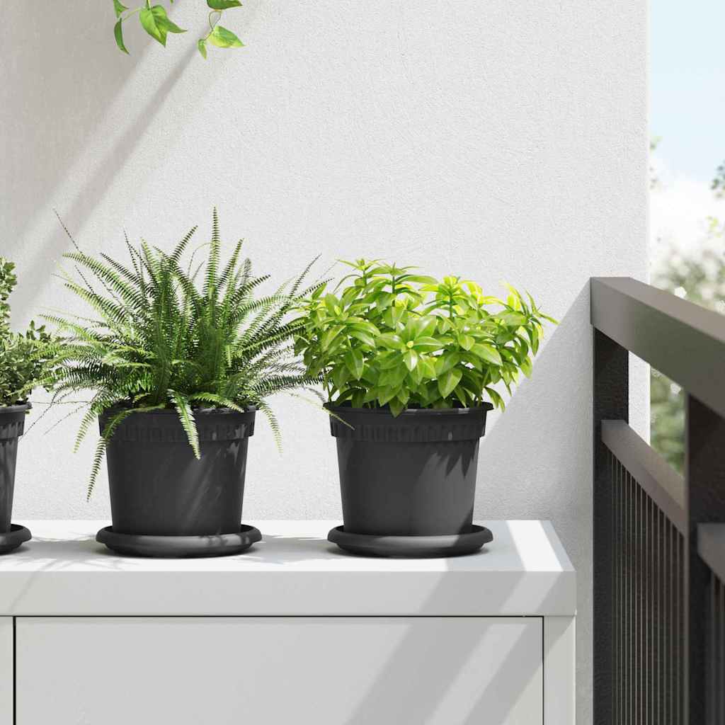 Okrągła doniczka na kwiaty 6 pcs Czarny Ø 15 x 12 cm vidaXL