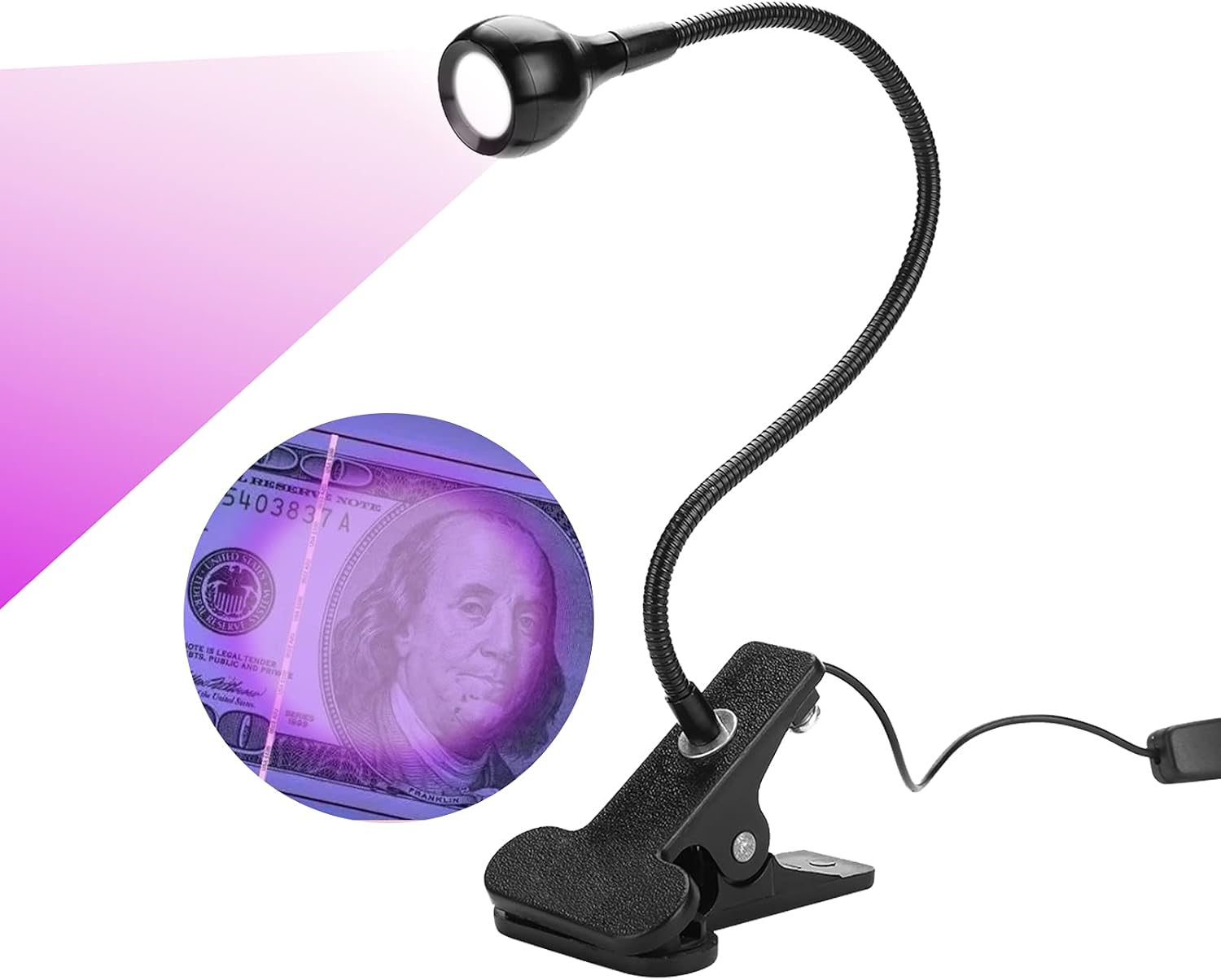 Lampa UV LED z czarnym światłem i gęsią szyjką – 395 nm, idealna do utwardzania paznokci i naprawy telefonów komórkowych