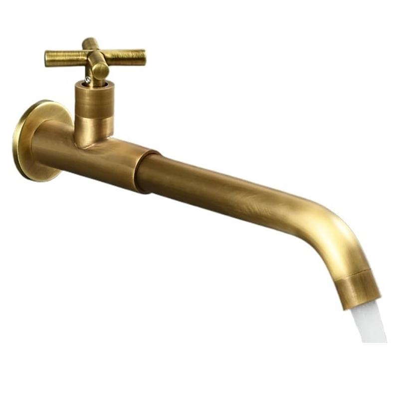 Bateria umywalkowa ścienna G1/2 cala - wykończenie w kolorze starego złota - odporna na zachlapanie - montaż ścienny (23 cm)