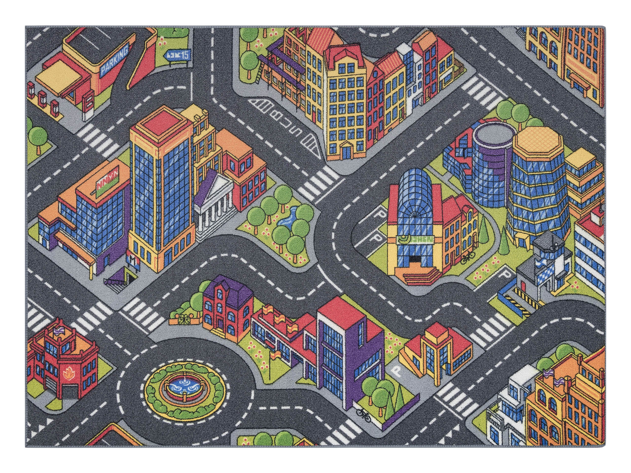 DYWAN REBEL ROADS Urban life 97 Metropolia, ulice dla dzieci antypoślizgowy - szary 140x200 cm