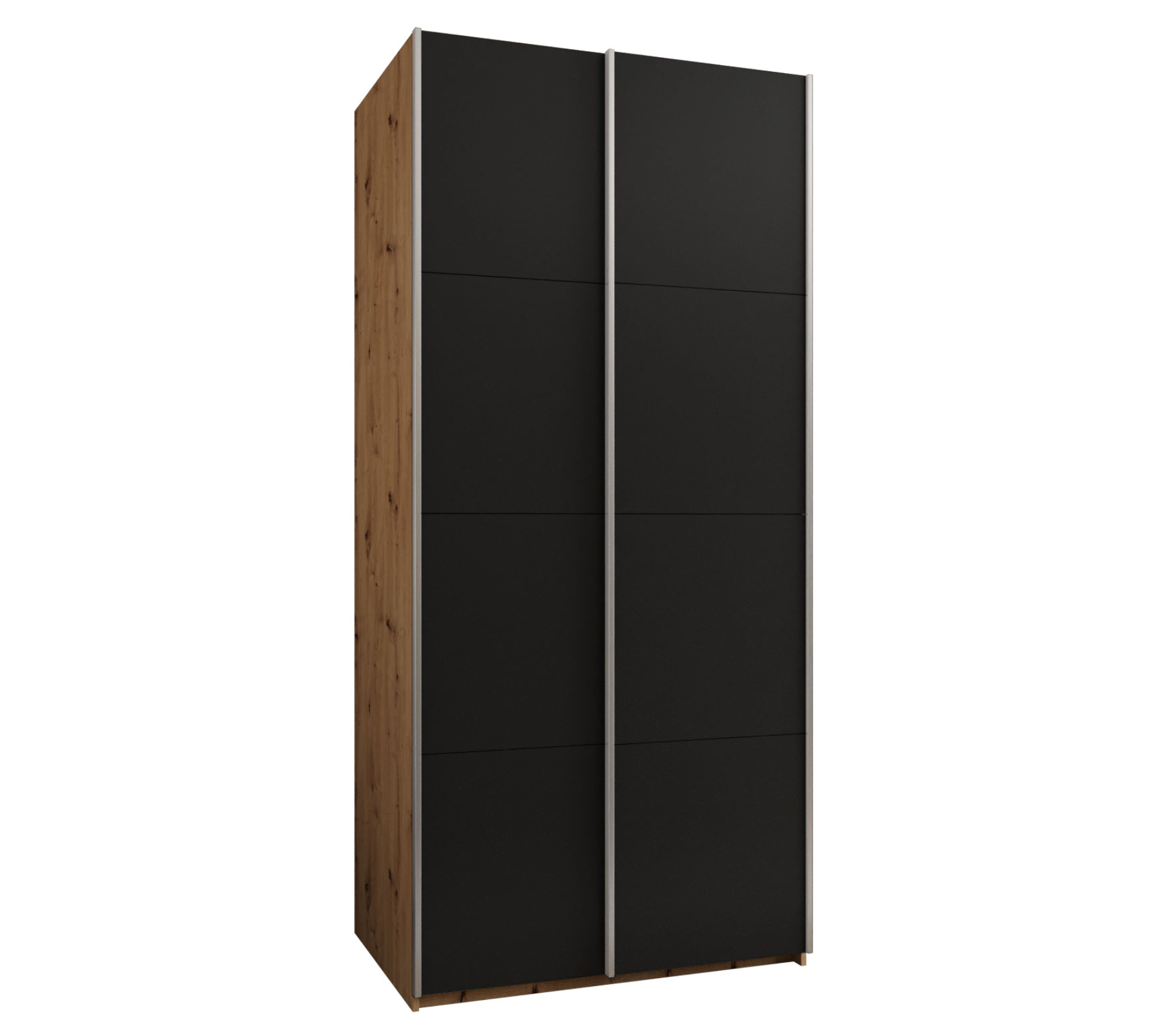 Szafa przesuwna wysoka Lux 1 120 x 64 x 245,5 cm artisan + czarny + u. srebrny - Abiks Meble
