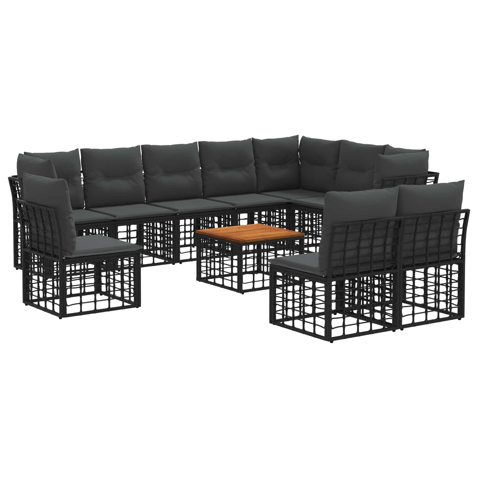 Zestaw sof na zewnątrz 11 pcs Czarny i Ciemnoszary Poliester vidaXL