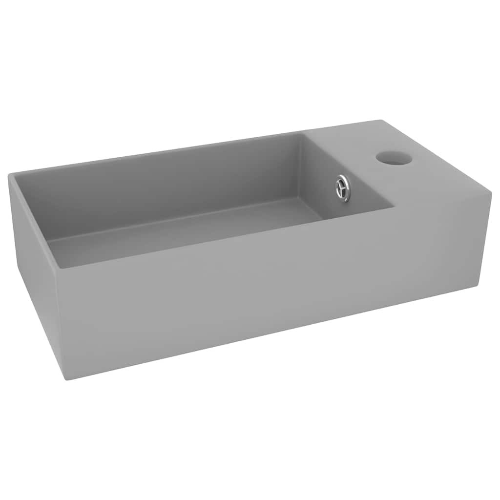 Umywalka Nablatowa Ceramiczna Szara do Łazienki 48 cm