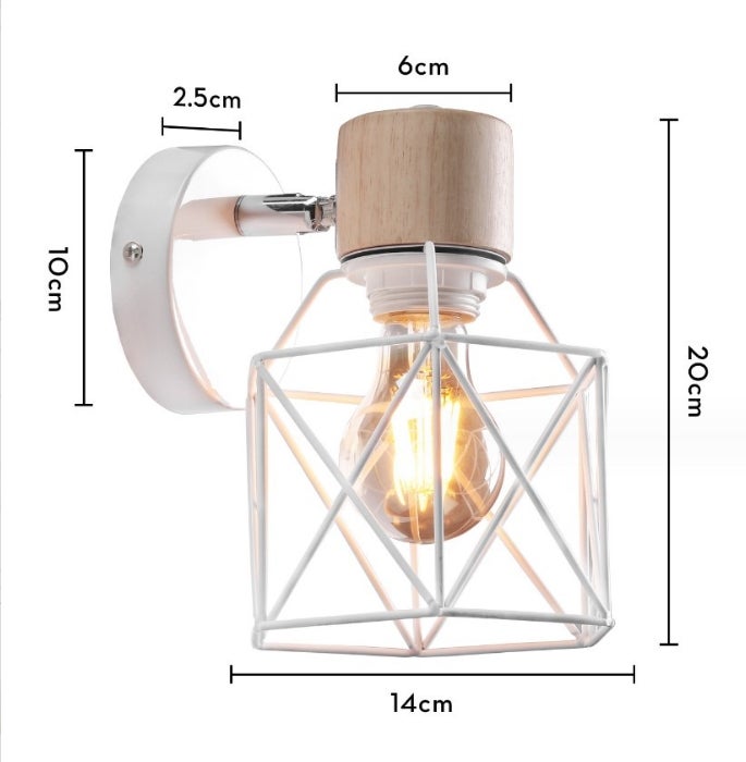 Rustykalna, industrialna lampa ścienna w stylu vintage, z kutego żelaza, do kuchni, baru, jadalni, salonu, kawiarni, loftu, E27 - Biała