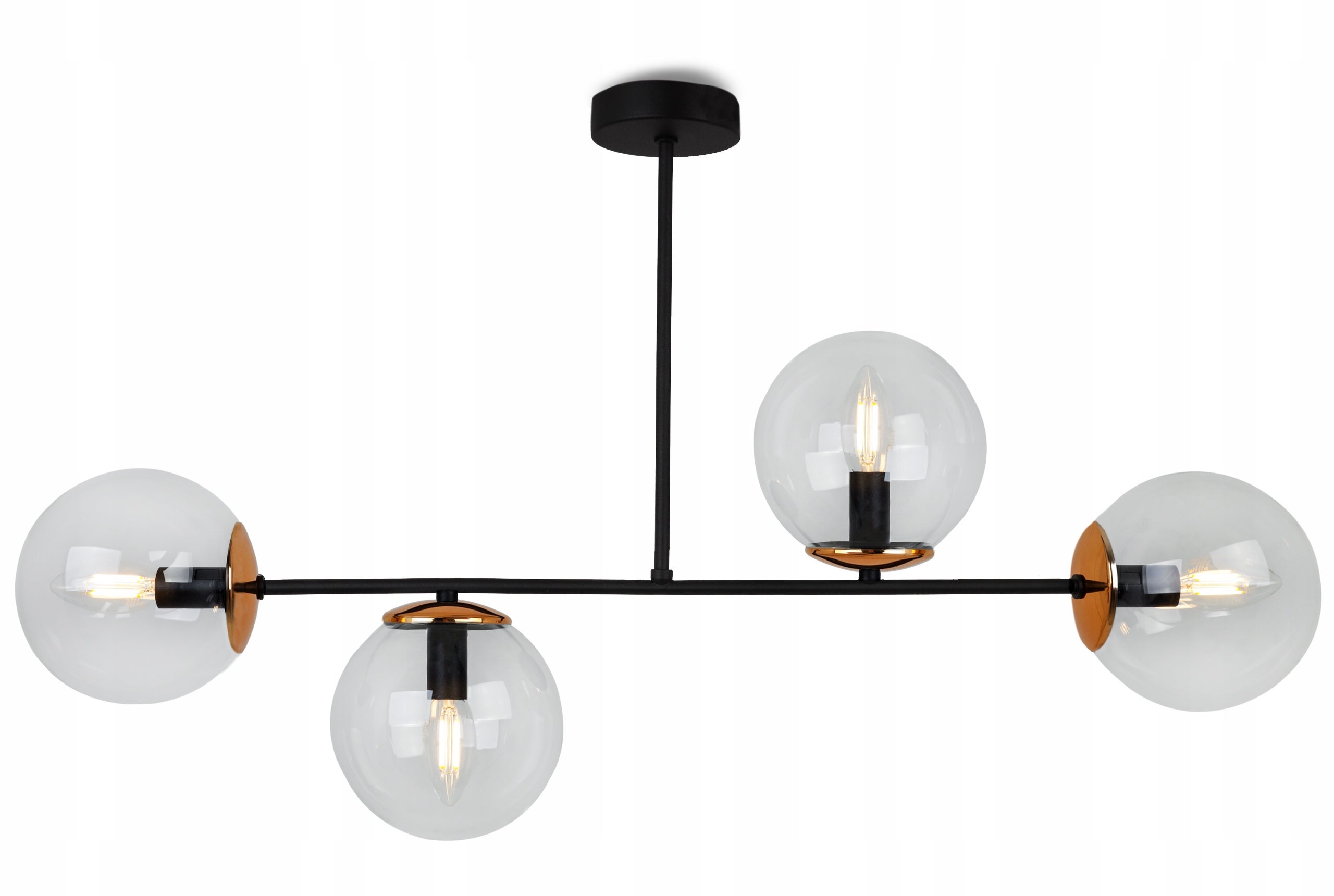Lampa sufitowa wisząca Light Home LH Tulza 4x E14 40W klosz miedziany/bezbarwny